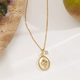 Birth Flower Engraved Locket Necklace-Jewelry > Necklaces > Lockets-EcoPhilia