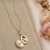 Birth Flower Engraved Locket Necklace-Jewelry > Necklaces > Lockets-EcoPhilia