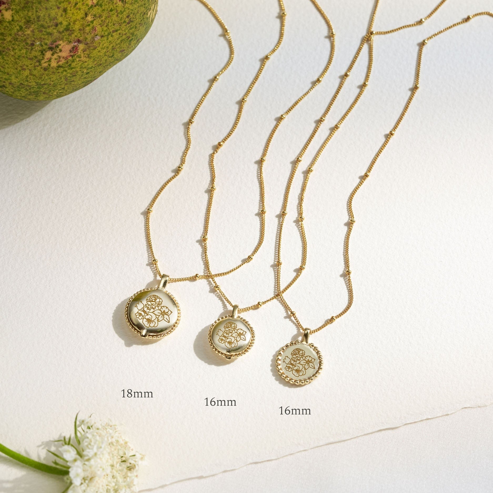 Birth Flower Engraved Locket Necklace-Jewelry > Necklaces > Lockets-EcoPhilia