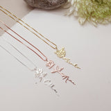 Birth Flower Name Necklace-Jewelry > Necklaces > Monogram & Name Necklaces-EcoPhilia