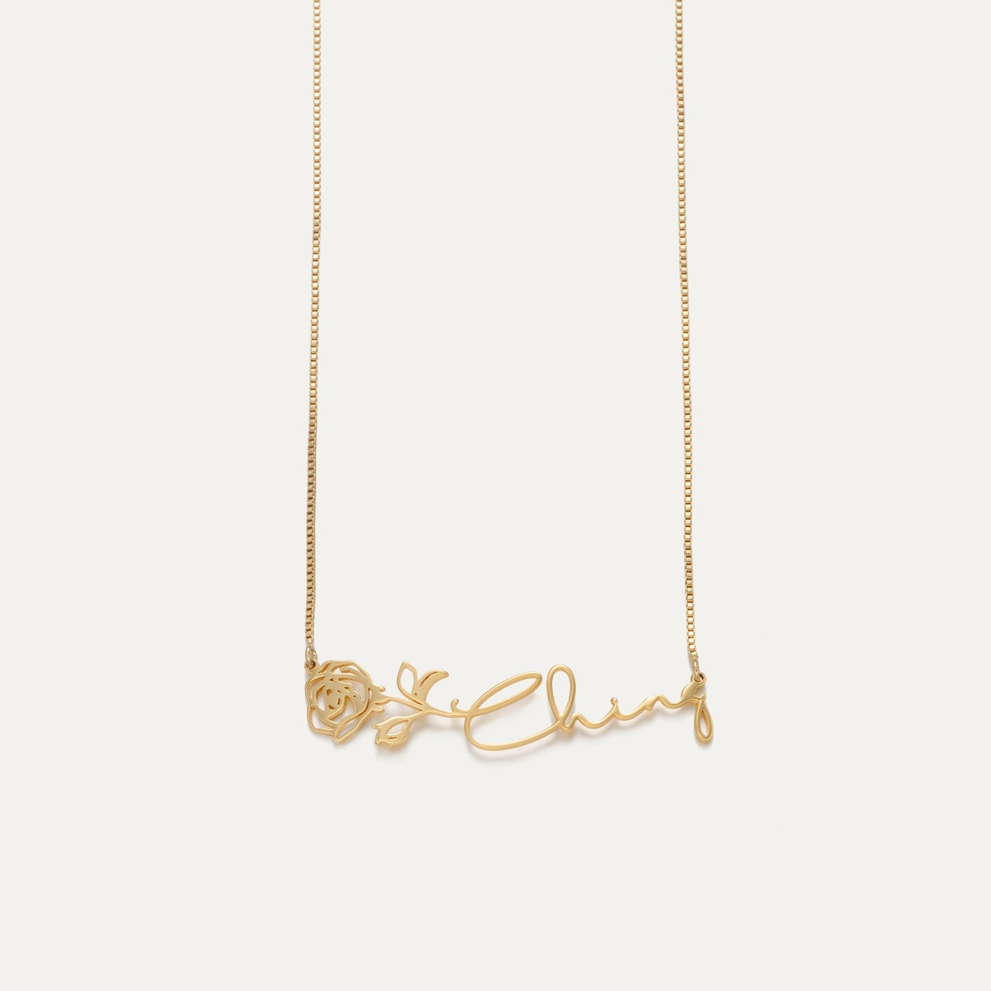 Birth Flower Name Necklace-Jewelry > Necklaces > Monogram & Name Necklaces-EcoPhilia