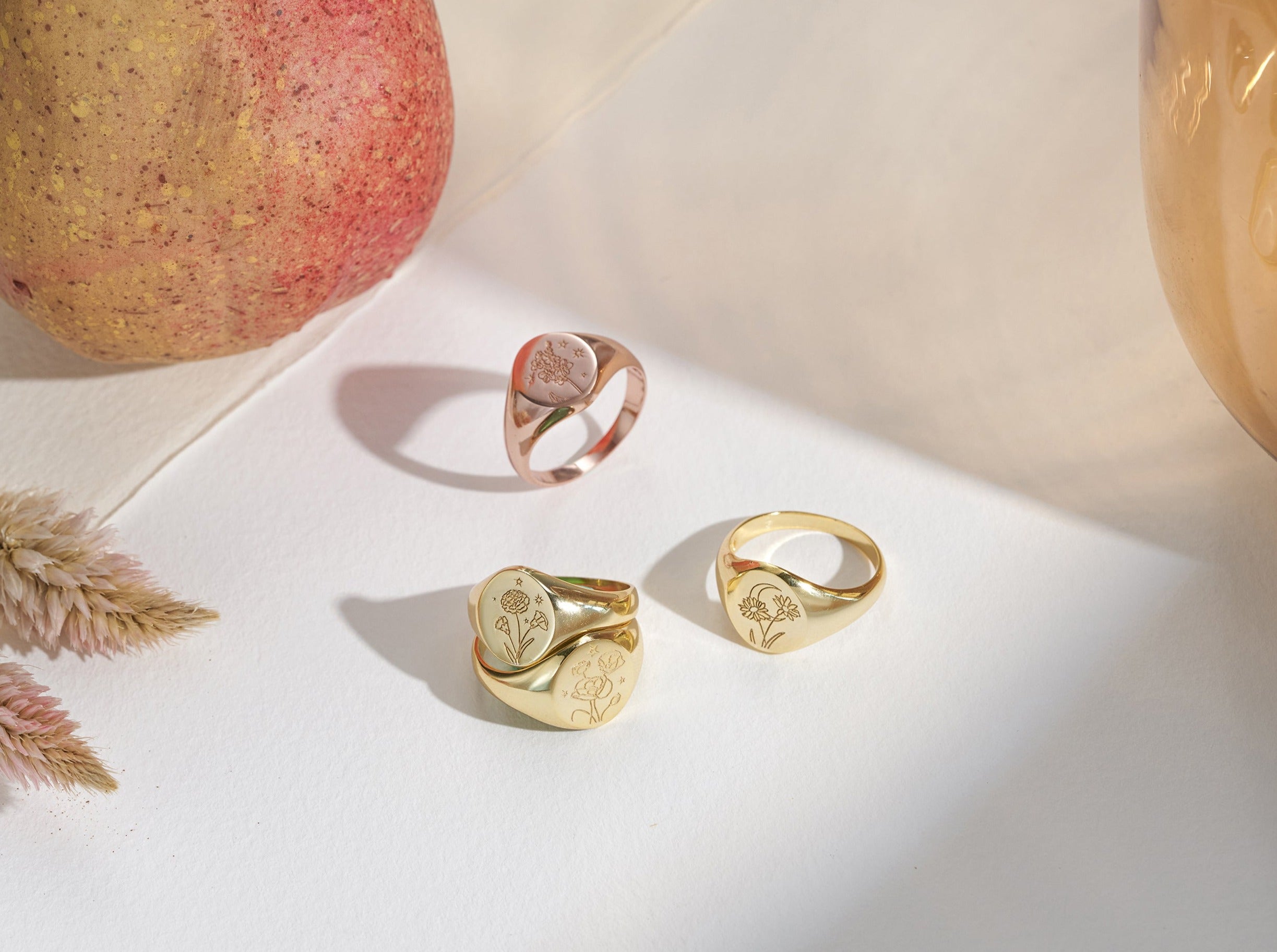 Birth Flower Signet Ring-Jewelry > Rings > Statement Rings-EcoPhilia