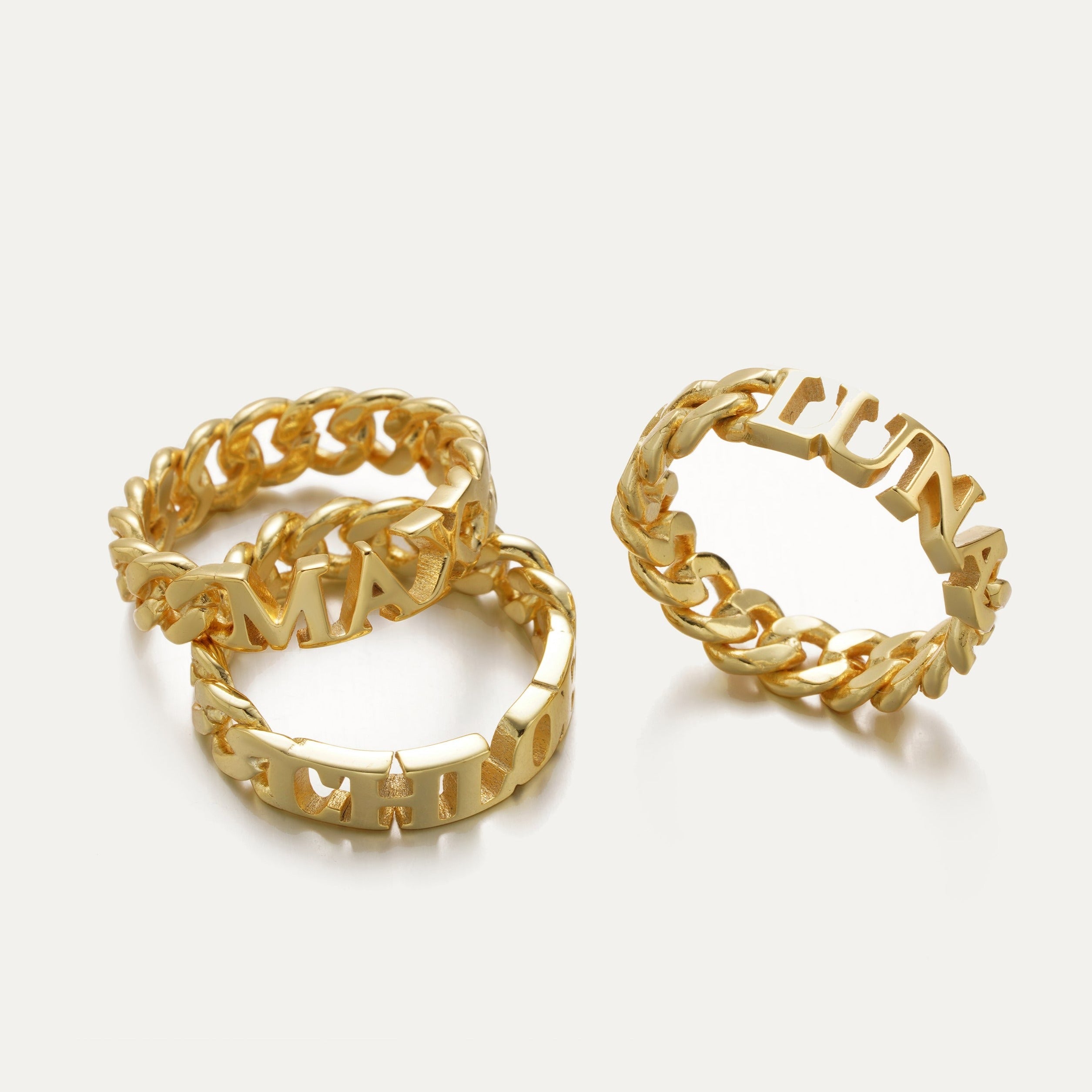 Custom Curb Chain Name Ring-Jewelry > Rings > Statement Rings-EcoPhilia