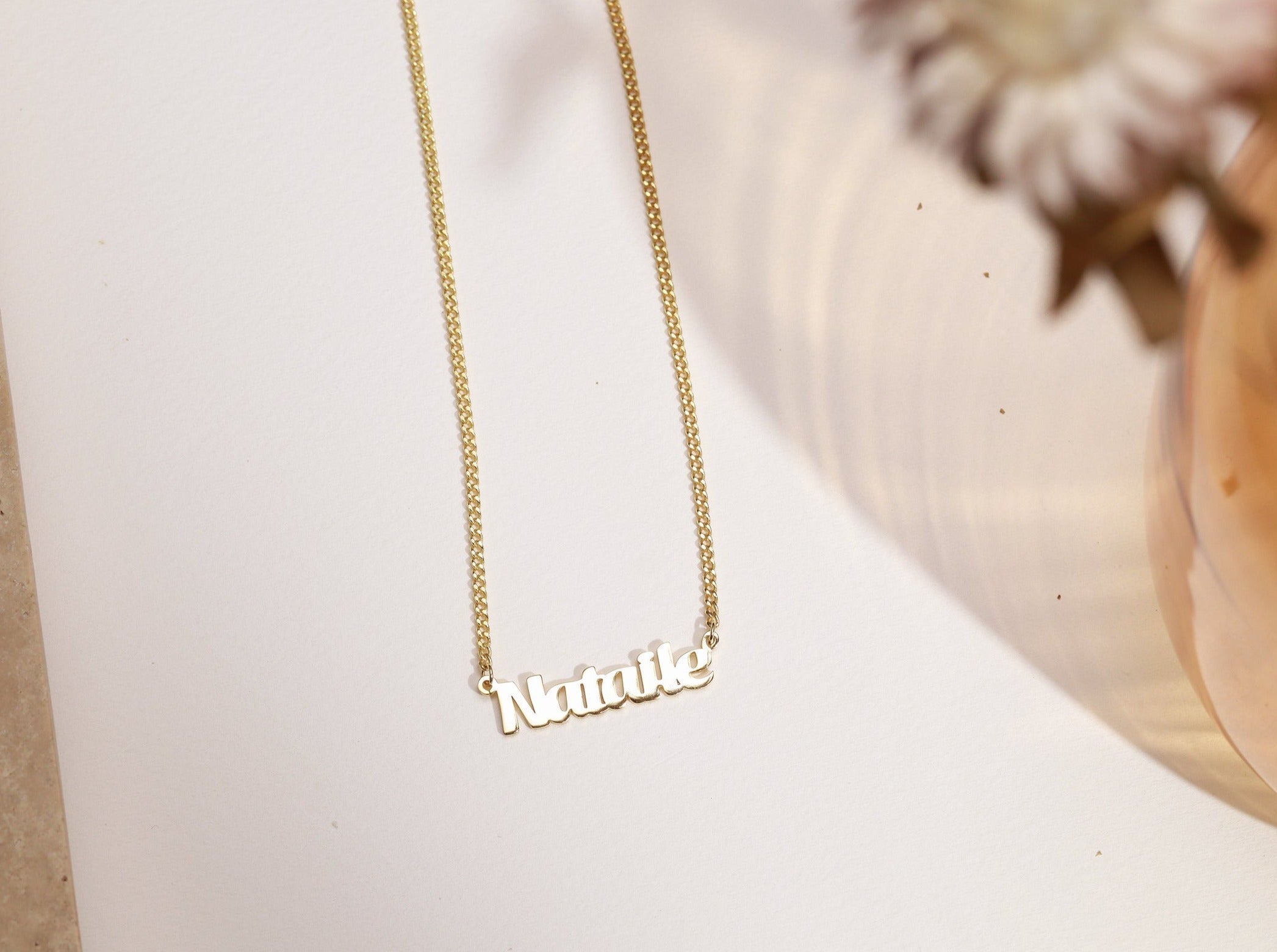 Custom Name Necklace with Bold Curb Chain-Jewelry > Necklaces > Monogram & Name Necklaces-EcoPhilia