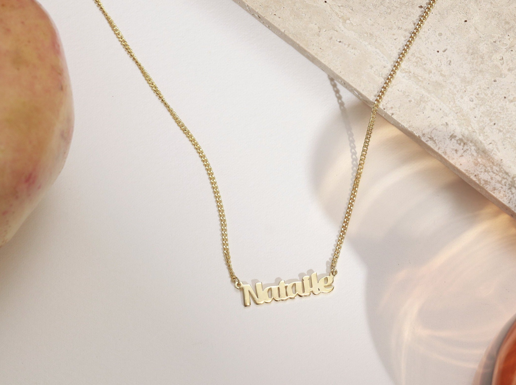 Custom Name Necklace with Bold Curb Chain-Jewelry > Necklaces > Monogram & Name Necklaces-EcoPhilia