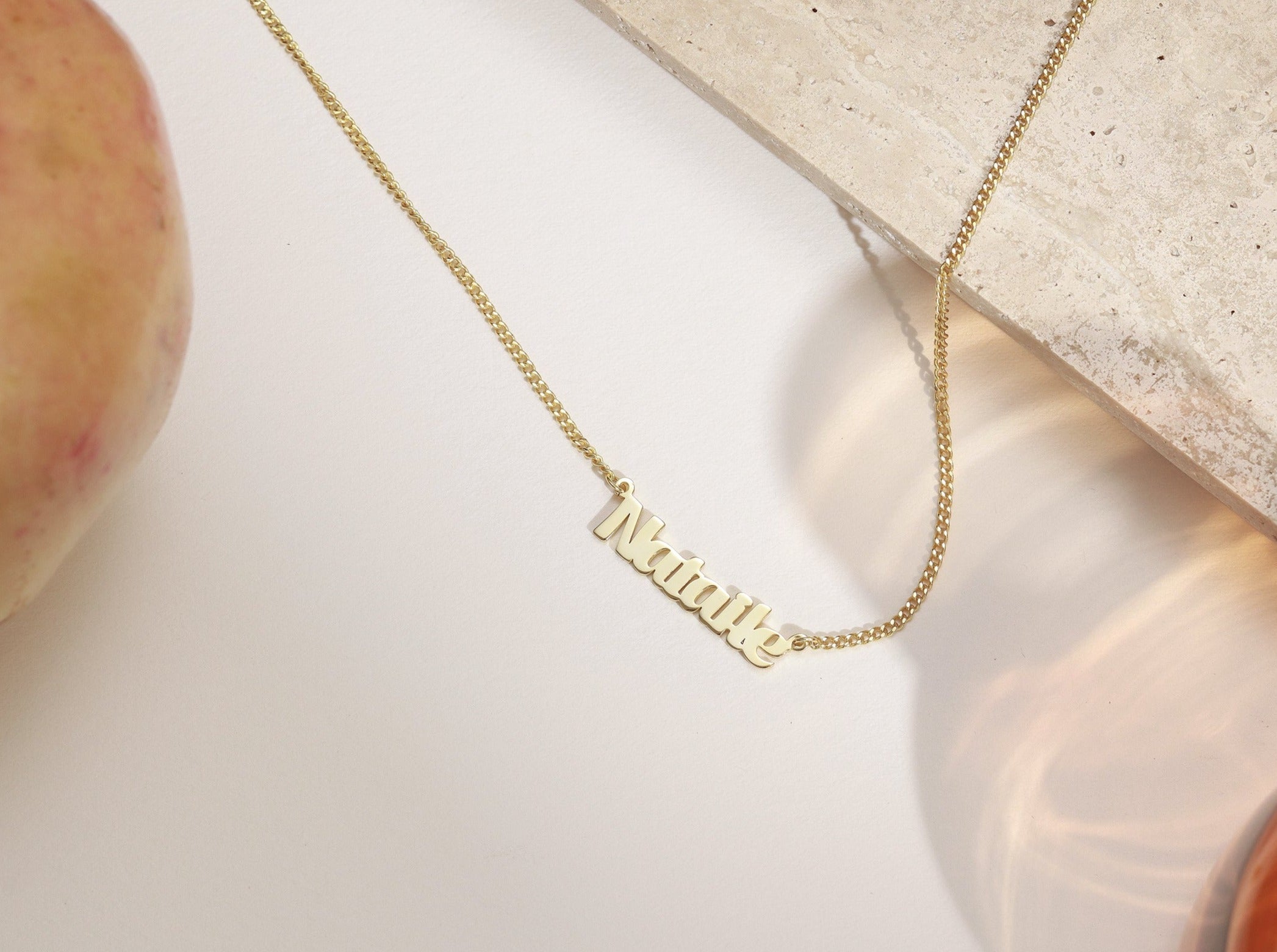 Custom Name Necklace with Bold Curb Chain-Jewelry > Necklaces > Monogram & Name Necklaces-EcoPhilia