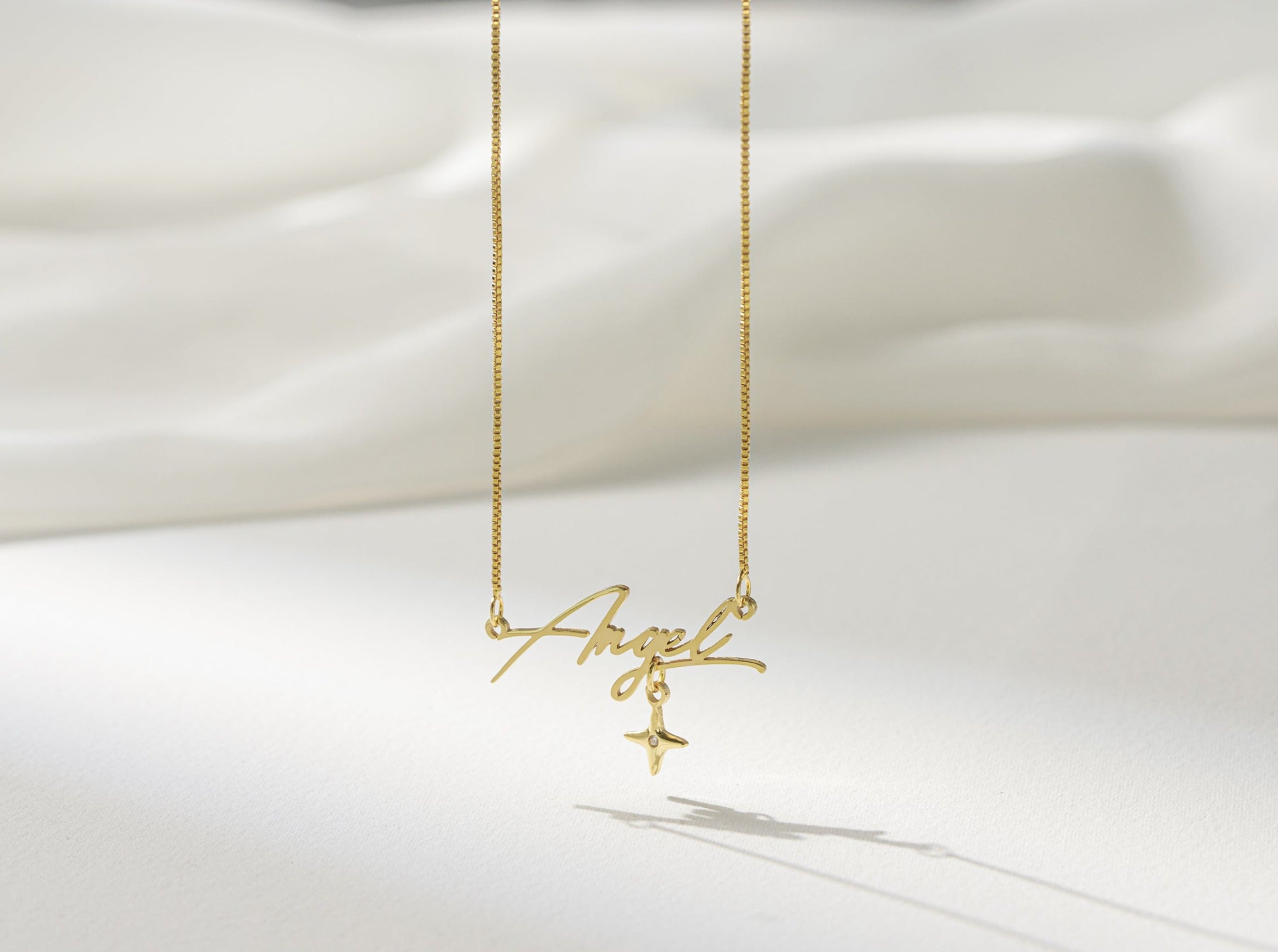 Custom Name Necklace with North Star Charm-Jewelry > Necklaces > Monogram & Name Necklaces-EcoPhilia