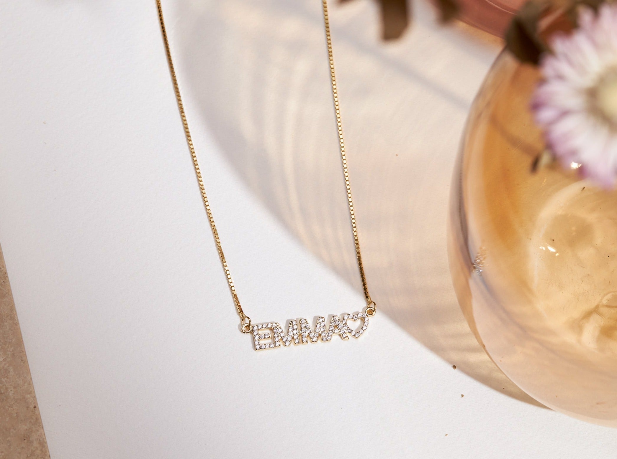 Custom Pavé Name Necklace-Jewelry > Necklaces > Monogram & Name Necklaces-EcoPhilia