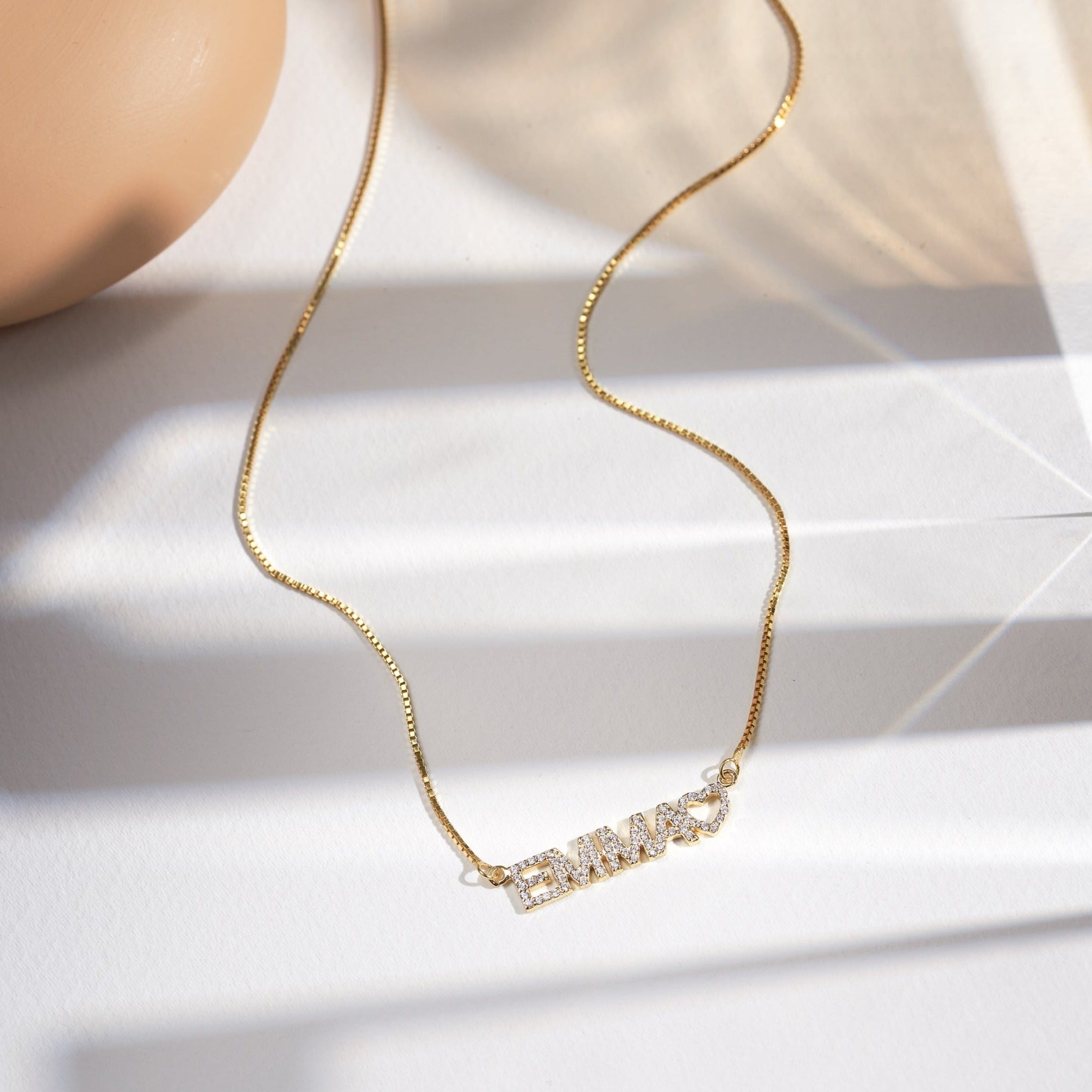 Custom Pavé Name Necklace-Jewelry > Necklaces > Monogram & Name Necklaces-EcoPhilia