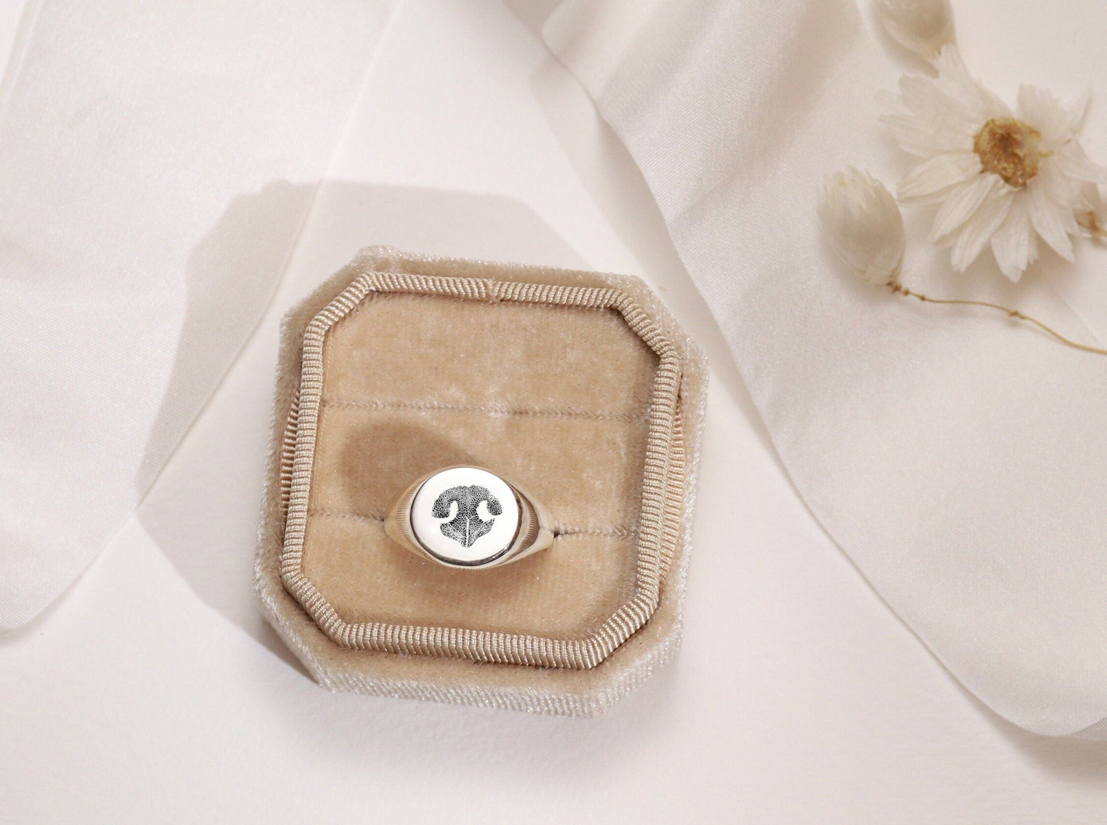 Custom Pet Paw Print Signet Ring-Jewelry > Rings > Statement Rings-EcoPhilia