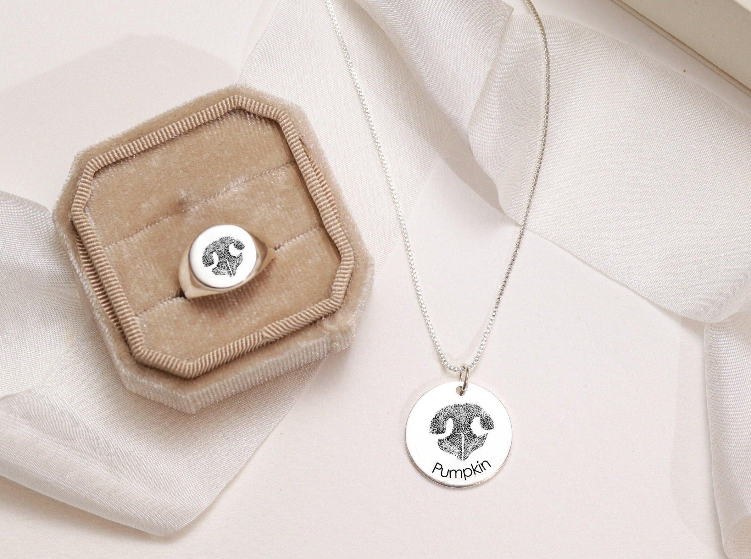 Custom Pet Paw Print Signet Ring-Jewelry > Rings > Statement Rings-EcoPhilia