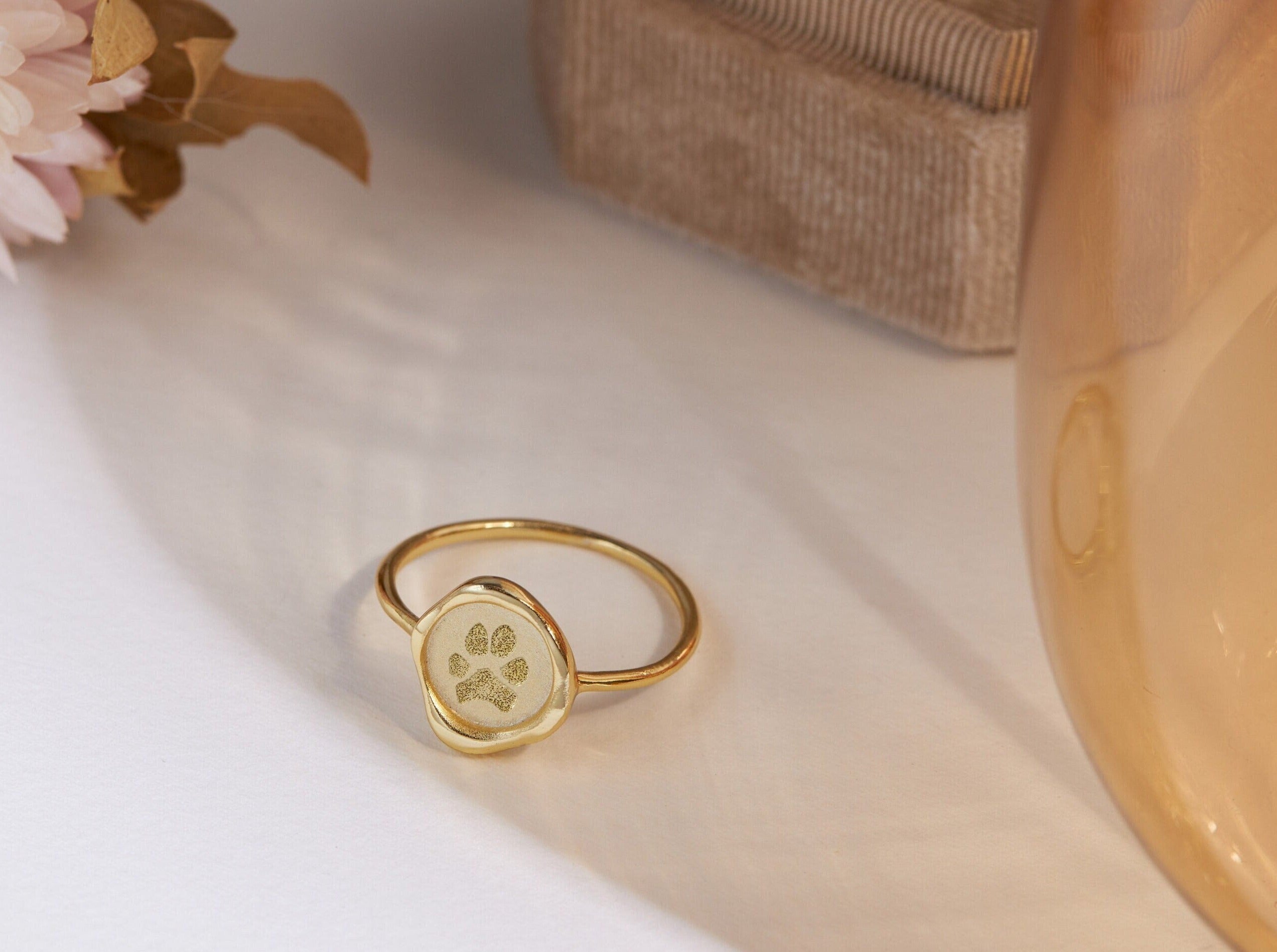 Dainty Paw Print Seal Wax Ring-Jewelry > Rings > Statement Rings-EcoPhilia