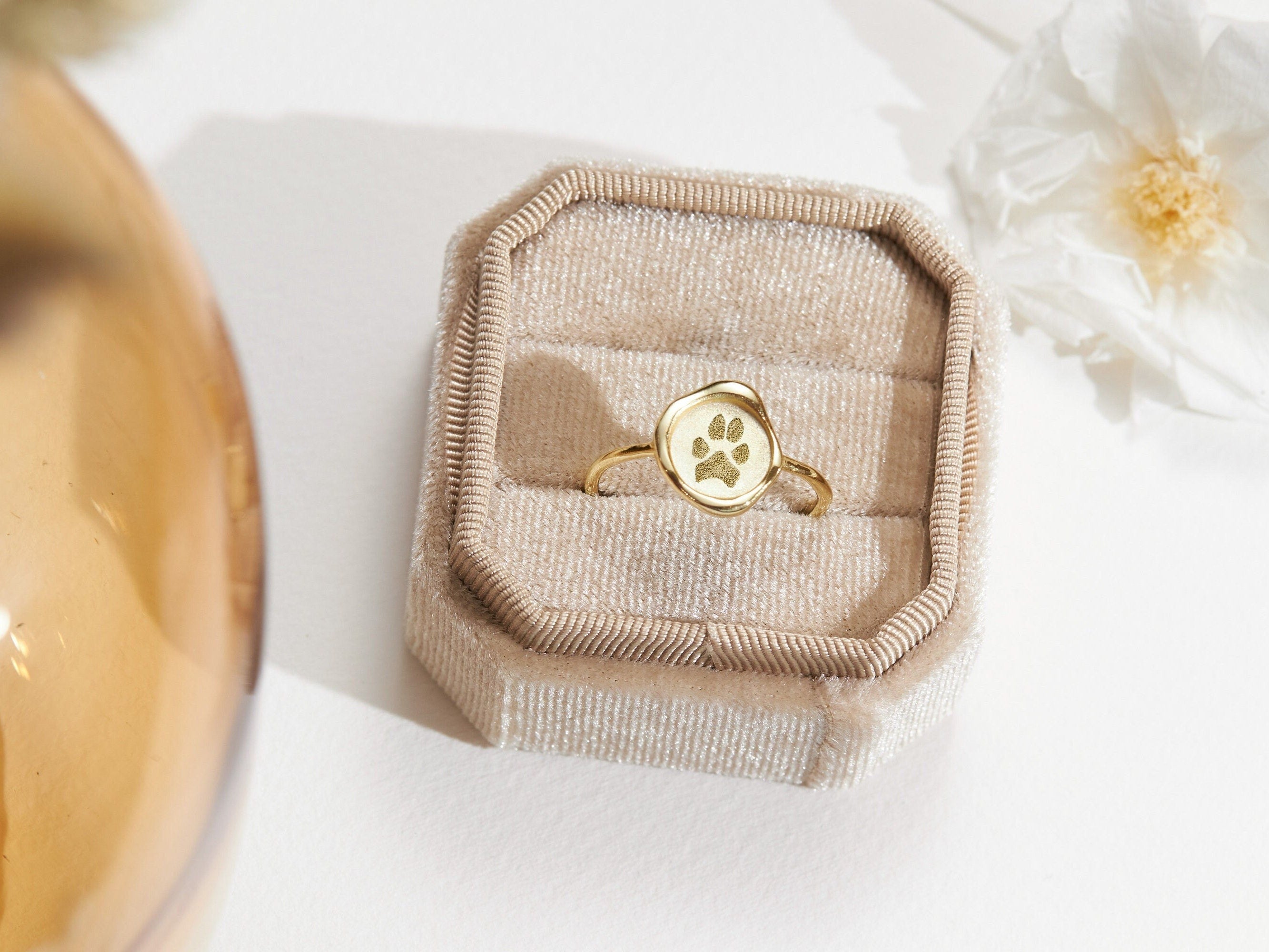 Dainty Paw Print Seal Wax Ring-Jewelry > Rings > Statement Rings-EcoPhilia