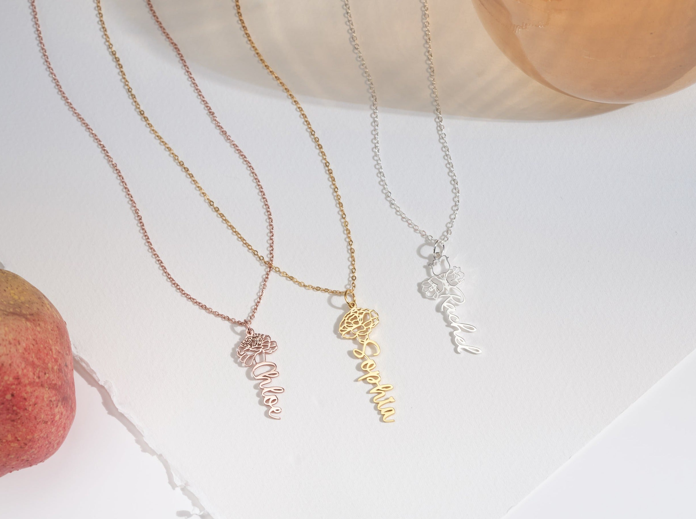 Floral Name Necklace-Jewelry > Necklaces > Monogram & Name Necklaces-EcoPhilia