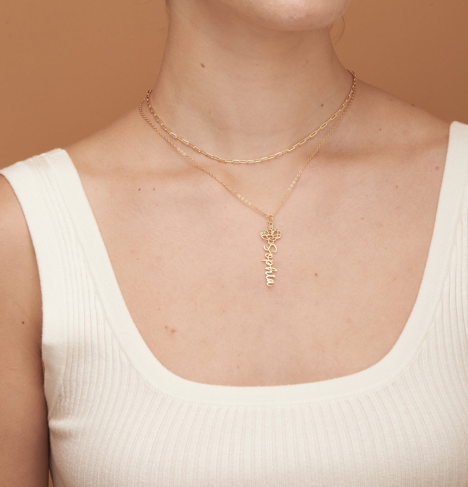 Floral Name Necklace-Jewelry > Necklaces > Monogram & Name Necklaces-EcoPhilia