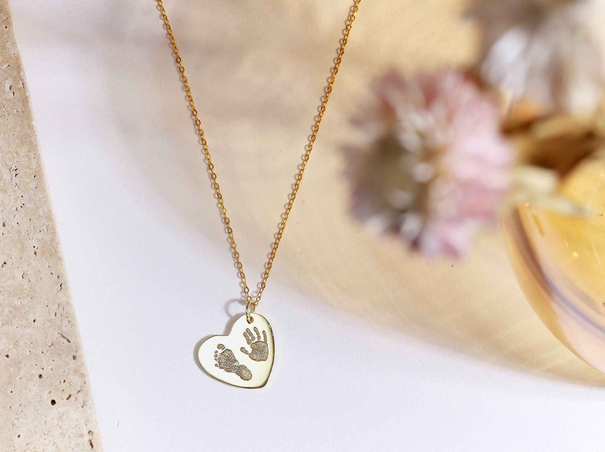 Footprint Heart Necklace-Jewelry > Necklaces > Pendant Necklaces-EcoPhilia