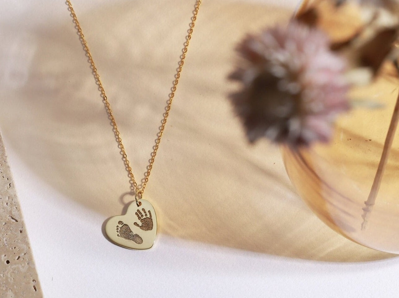 Footprint Heart Necklace-Jewelry > Necklaces > Pendant Necklaces-EcoPhilia