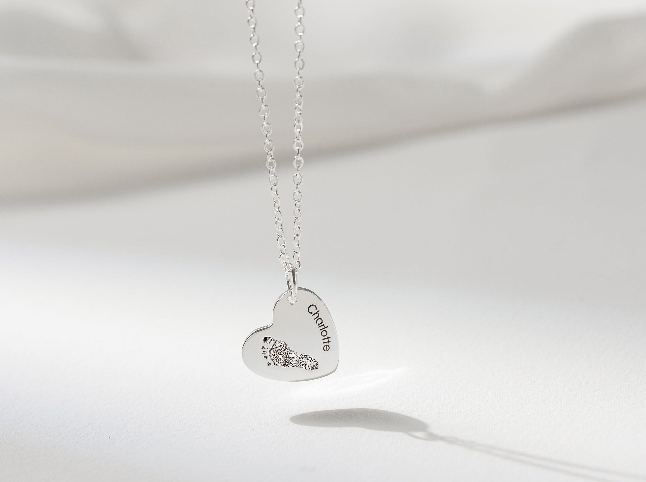 Footprint Heart Necklace-Jewelry > Necklaces > Pendant Necklaces-EcoPhilia