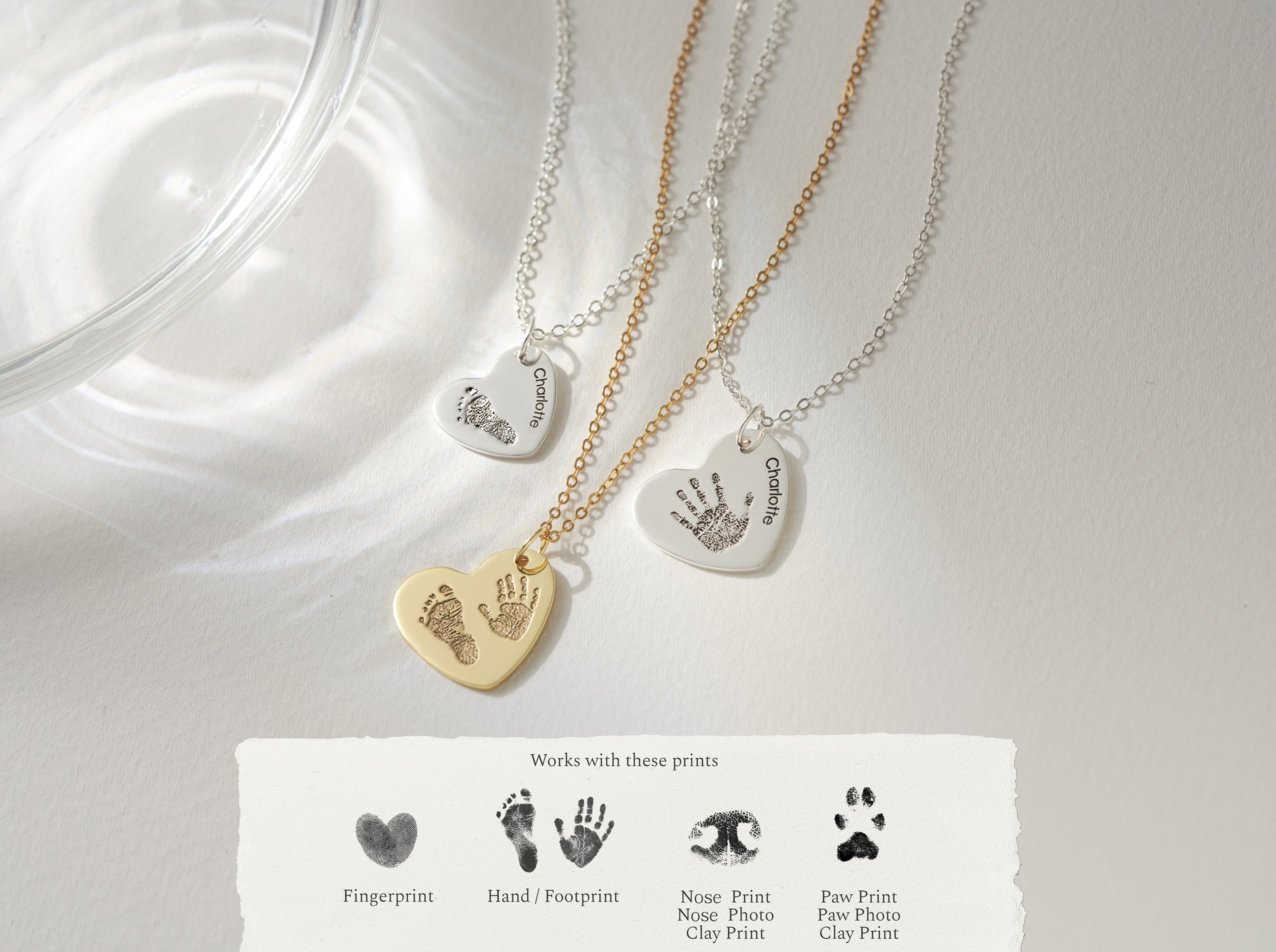 Footprint Heart Necklace-Jewelry > Necklaces > Pendant Necklaces-EcoPhilia