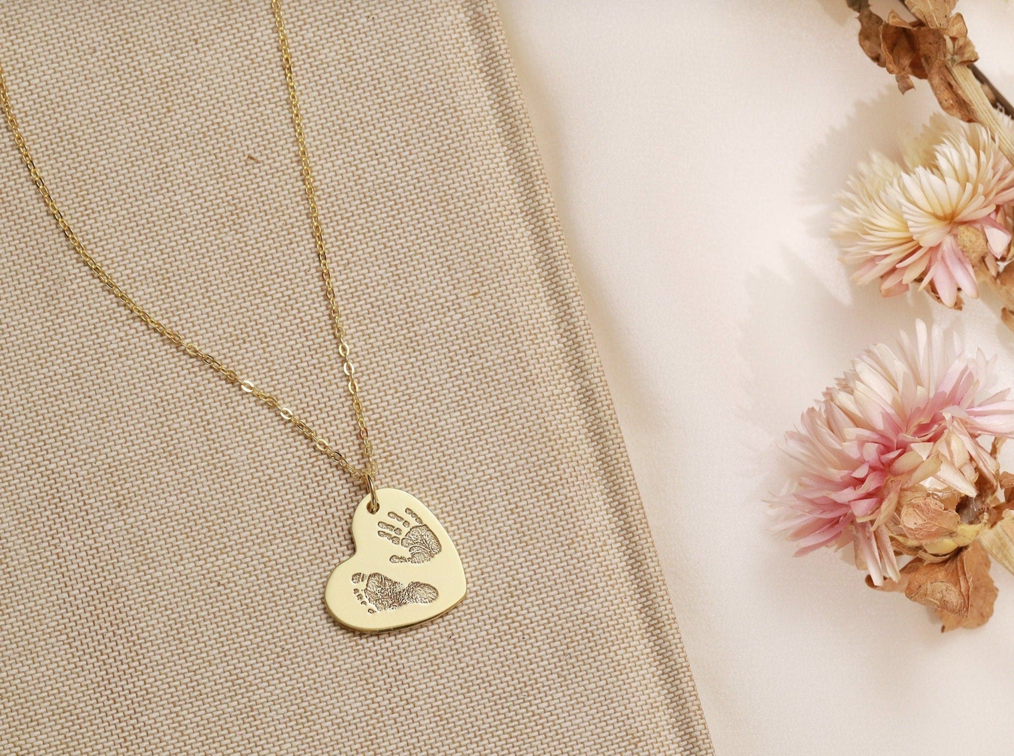 Footprint Heart Necklace-Jewelry > Necklaces > Pendant Necklaces-EcoPhilia