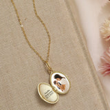 Footprint Oval Photo Locket Necklace-Jewelry > Necklaces > Pendant Necklaces-EcoPhilia