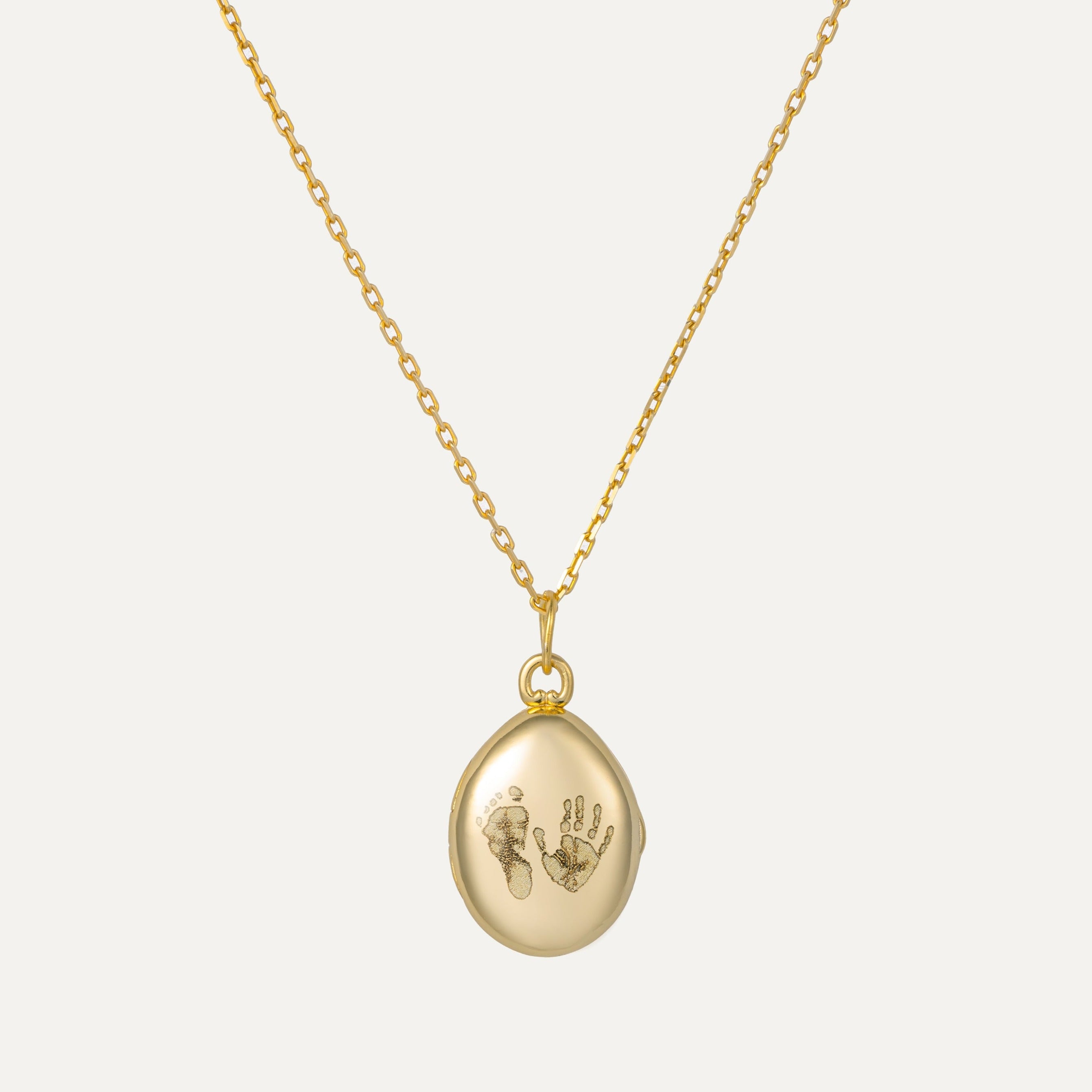 Footprint Oval Photo Locket Necklace-Jewelry > Necklaces > Pendant Necklaces-EcoPhilia