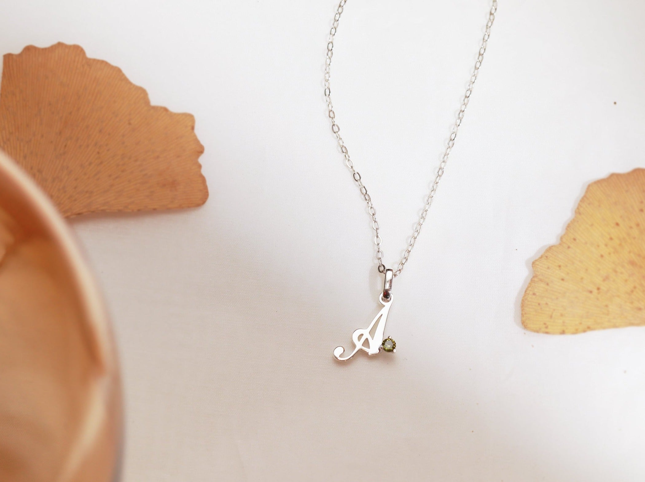 Initial with Birthstone Alphabet Necklace-Jewelry > Necklaces > Monogram & Name Necklaces-EcoPhilia