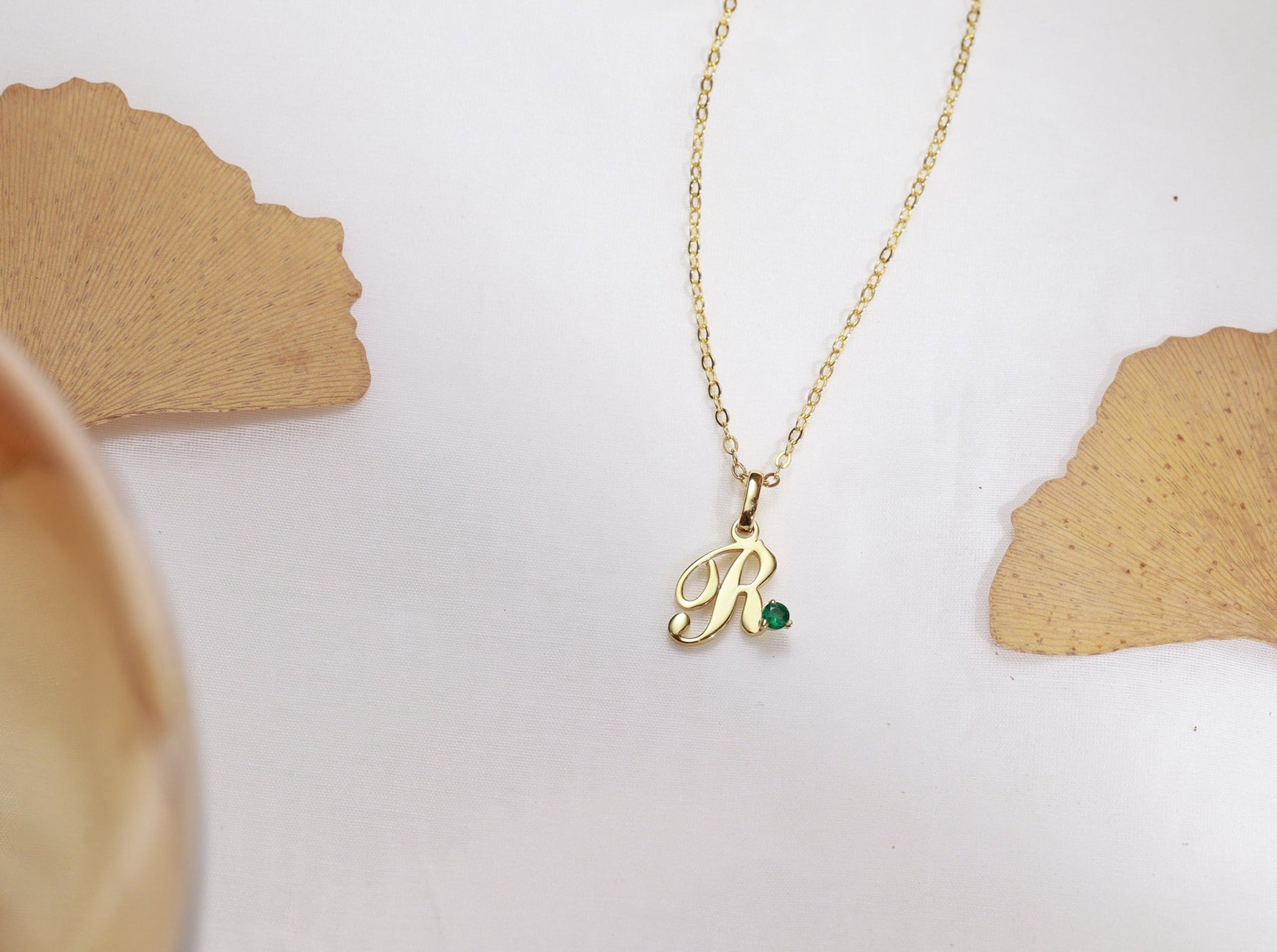 Initial with Birthstone Alphabet Necklace-Jewelry > Necklaces > Monogram & Name Necklaces-EcoPhilia