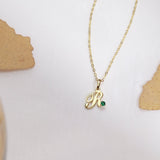 Initial with Birthstone Alphabet Necklace-Jewelry > Necklaces > Monogram & Name Necklaces-EcoPhilia