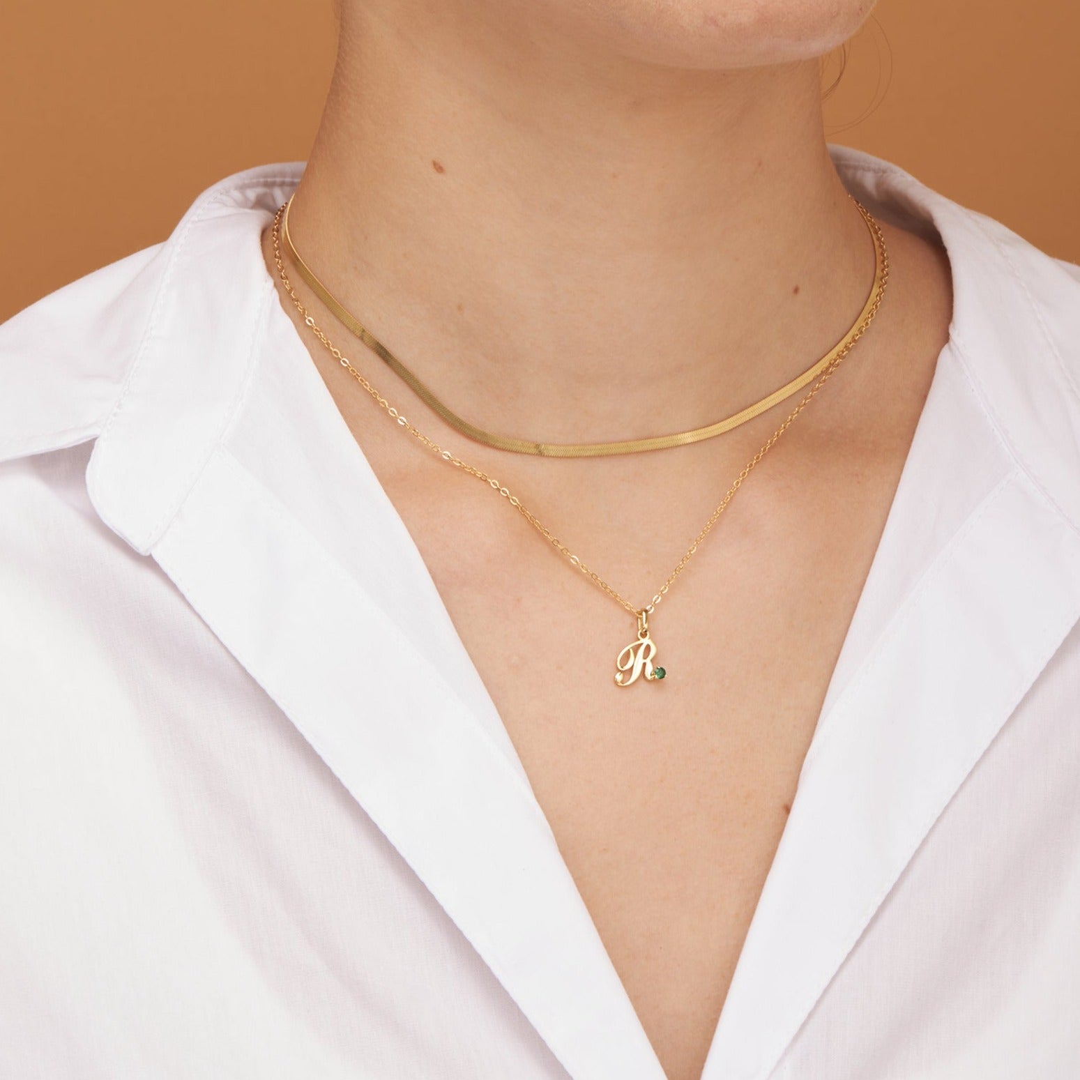 Initial with Birthstone Alphabet Necklace-Jewelry > Necklaces > Monogram & Name Necklaces-EcoPhilia