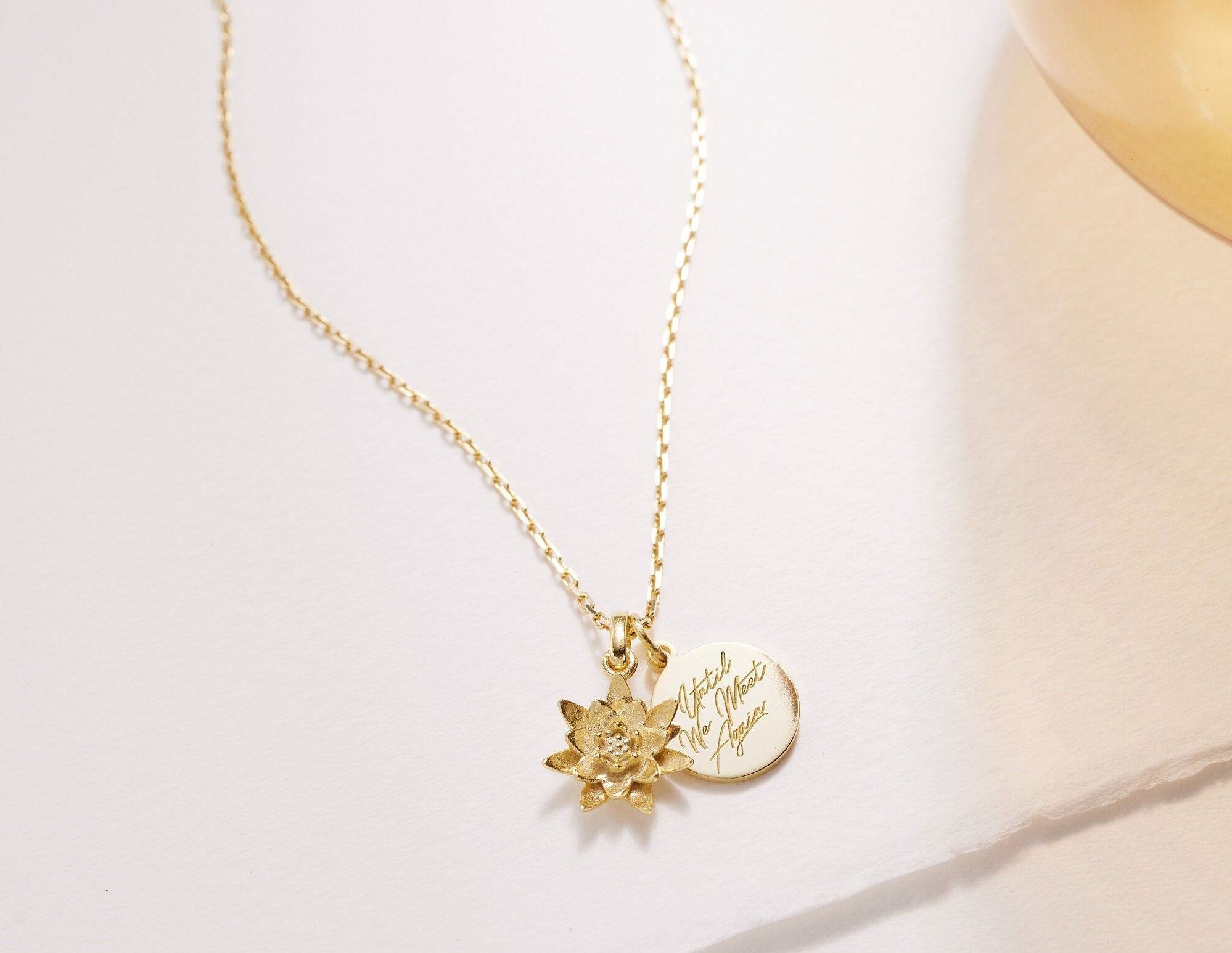 July Lotus Birth Flower Necklace-personalised birth flower necklace-EcoPhilia