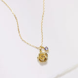 June Rose Birth Flower Necklace-rose gold birth flower necklace-EcoPhilia