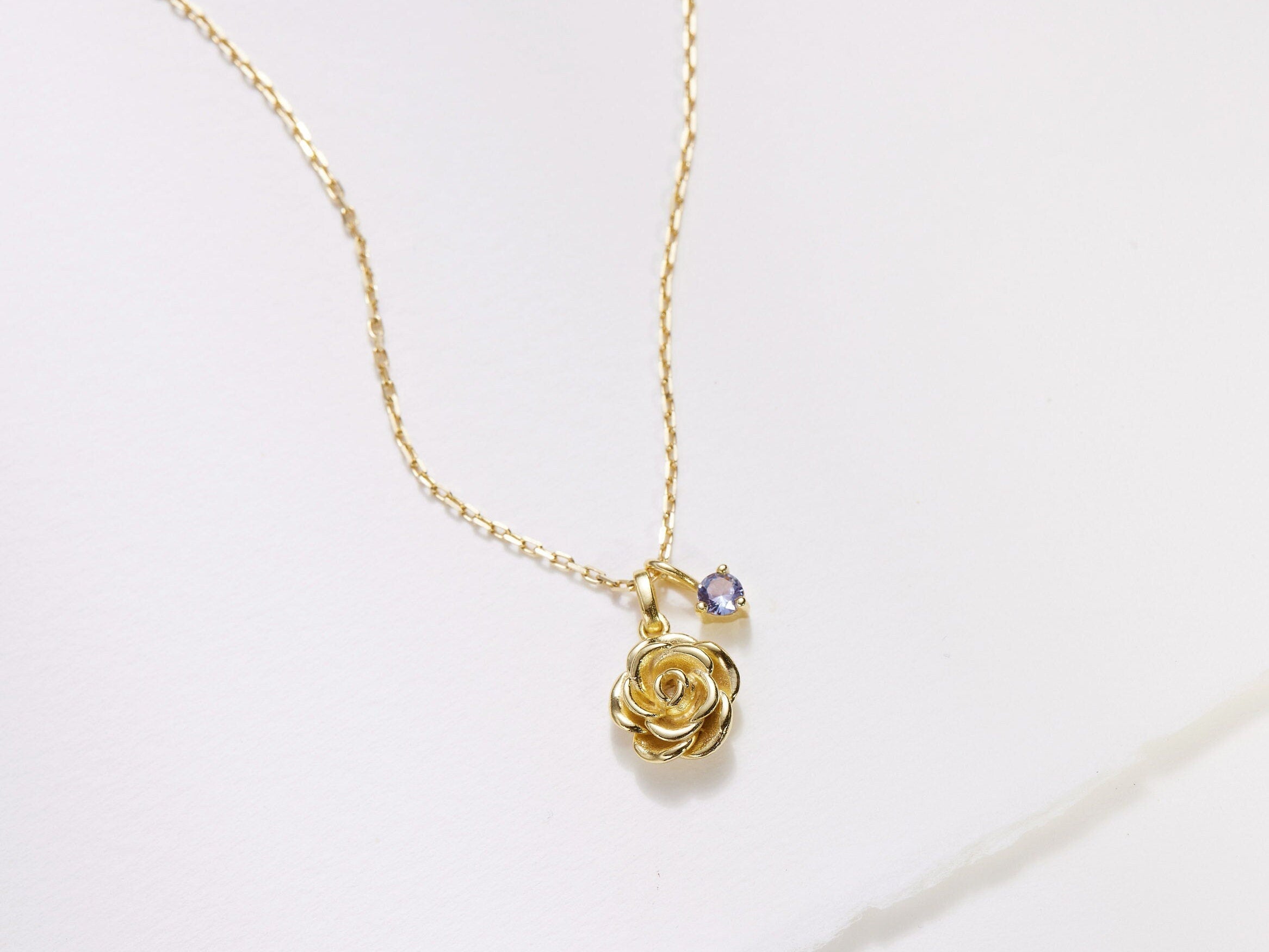 June Rose Birth Flower Necklace-rose gold birth flower necklace-EcoPhilia