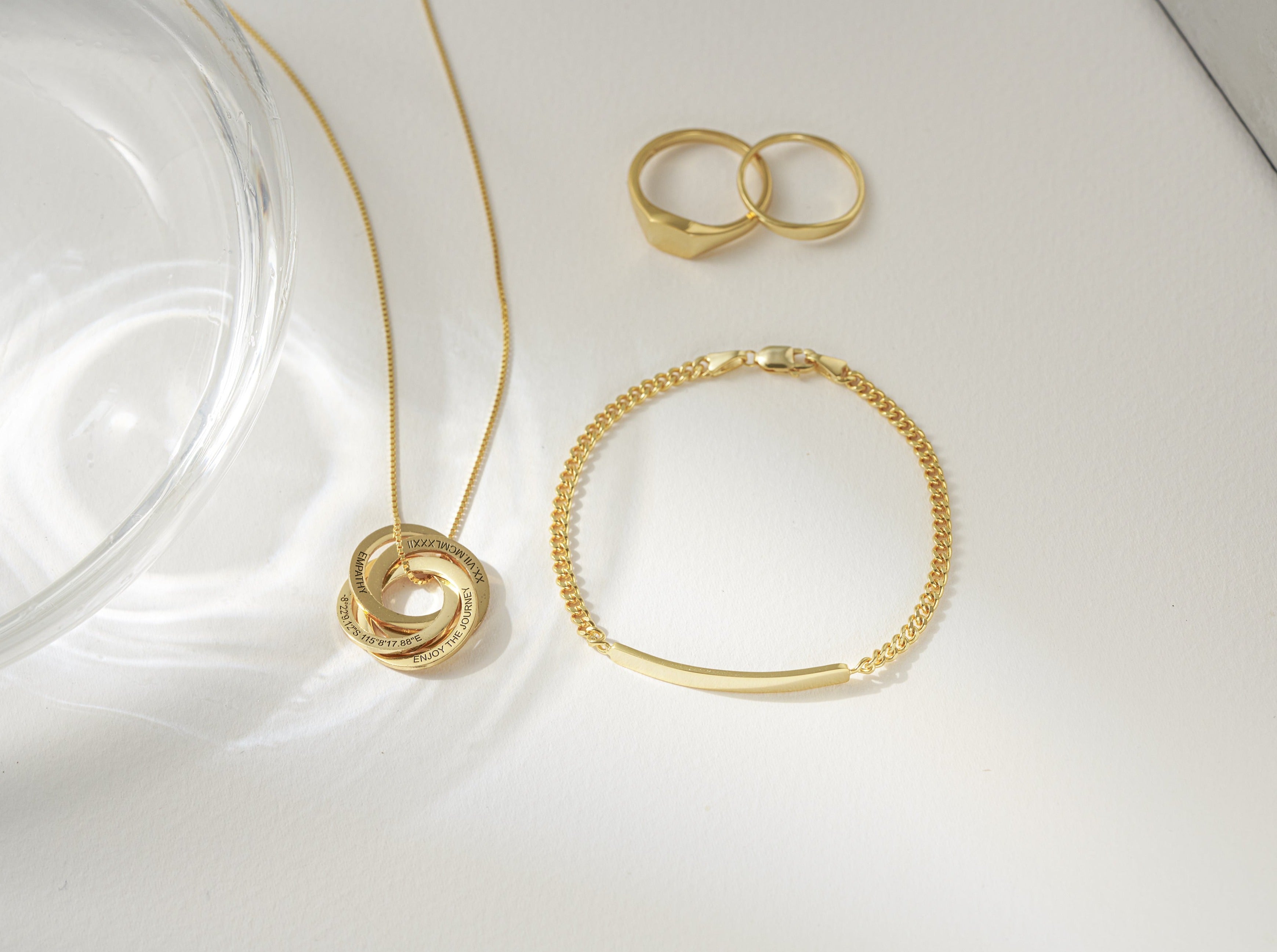 Linked Circle Russian Ring Necklace-Jewelry > Necklaces > Monogram & Name Necklaces-EcoPhilia