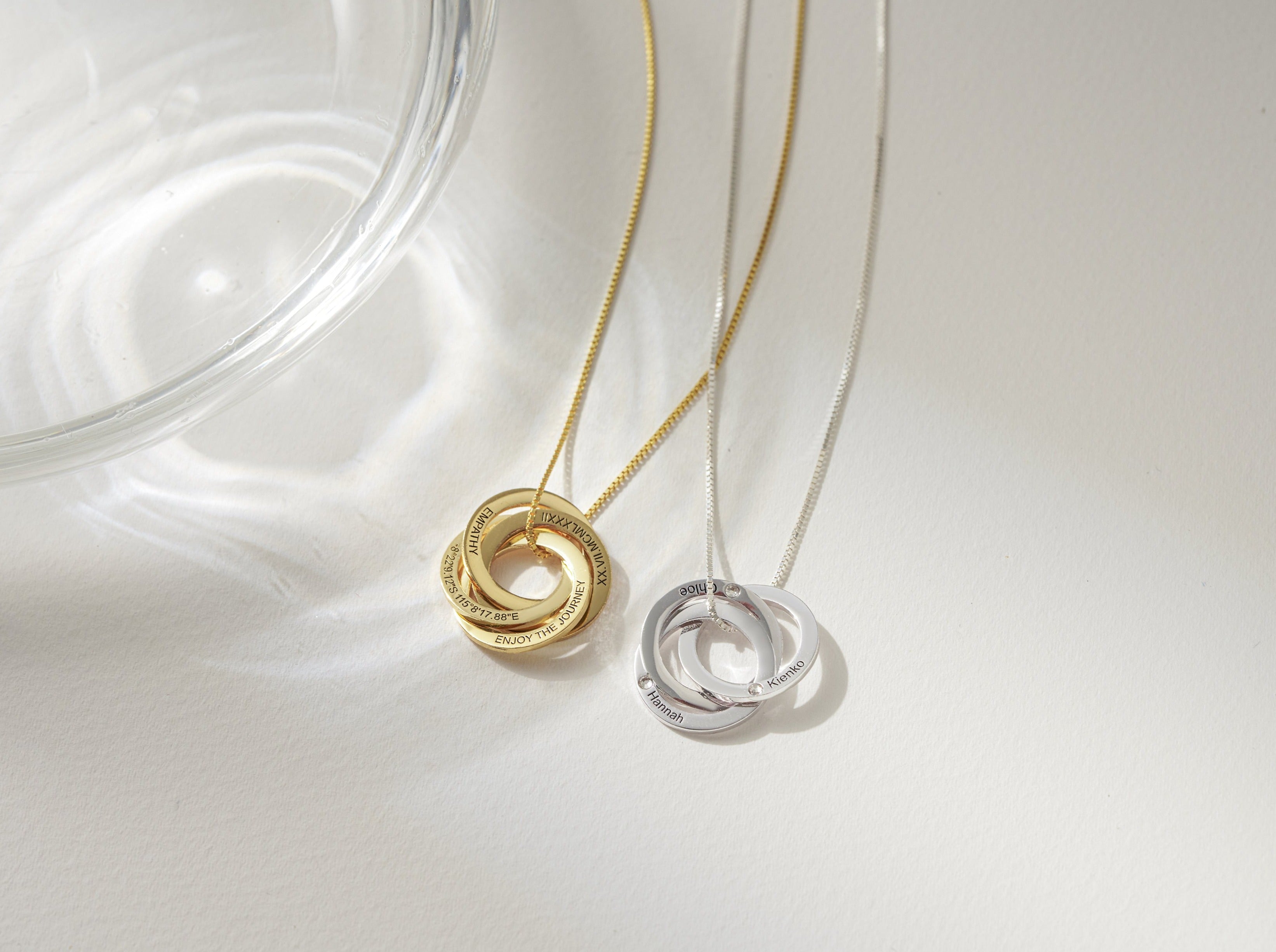 Linked Circle Russian Ring Necklace-Jewelry > Necklaces > Monogram & Name Necklaces-EcoPhilia