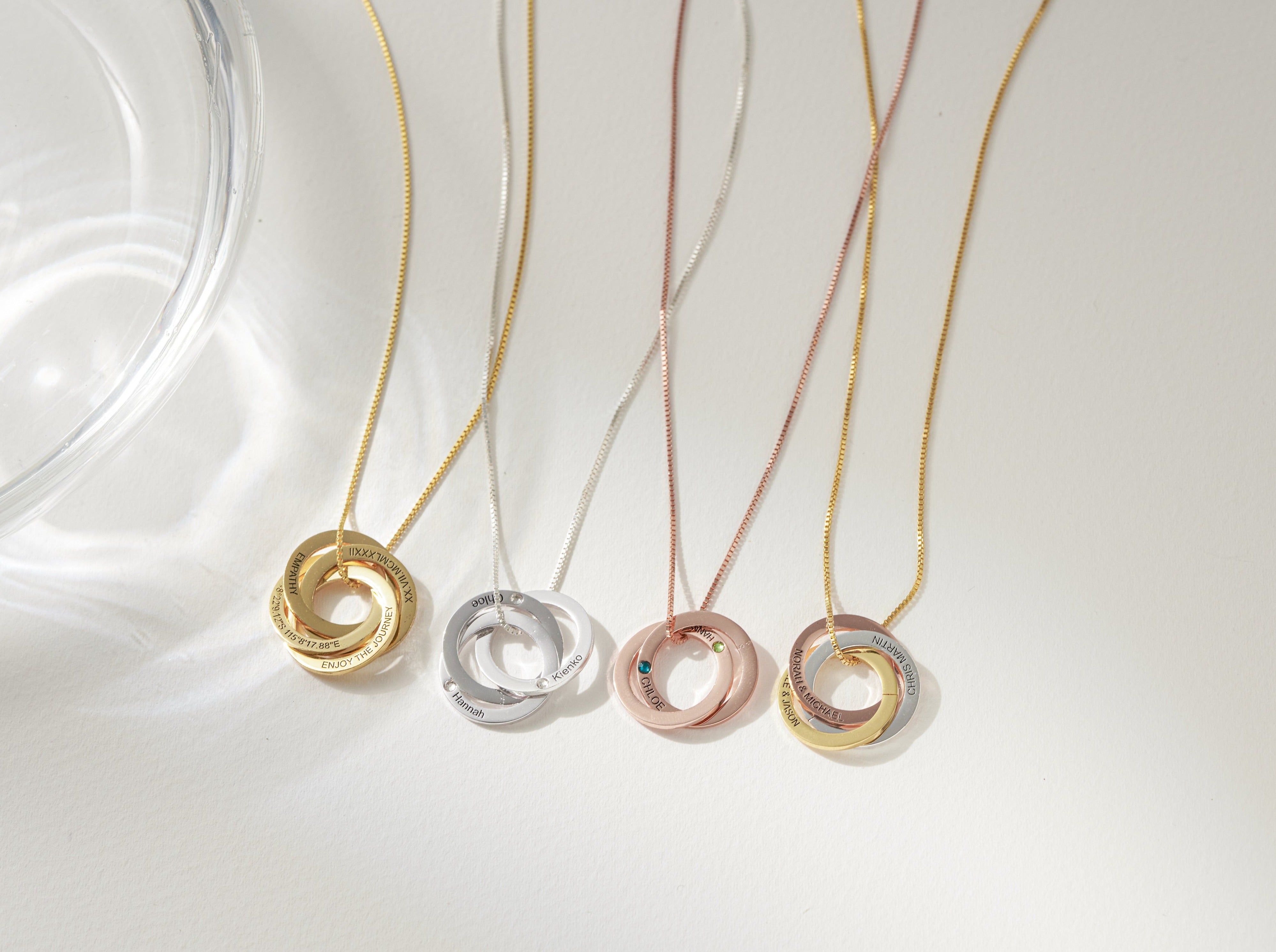 Linked Circle Russian Ring Necklace-Jewelry > Necklaces > Monogram & Name Necklaces-EcoPhilia