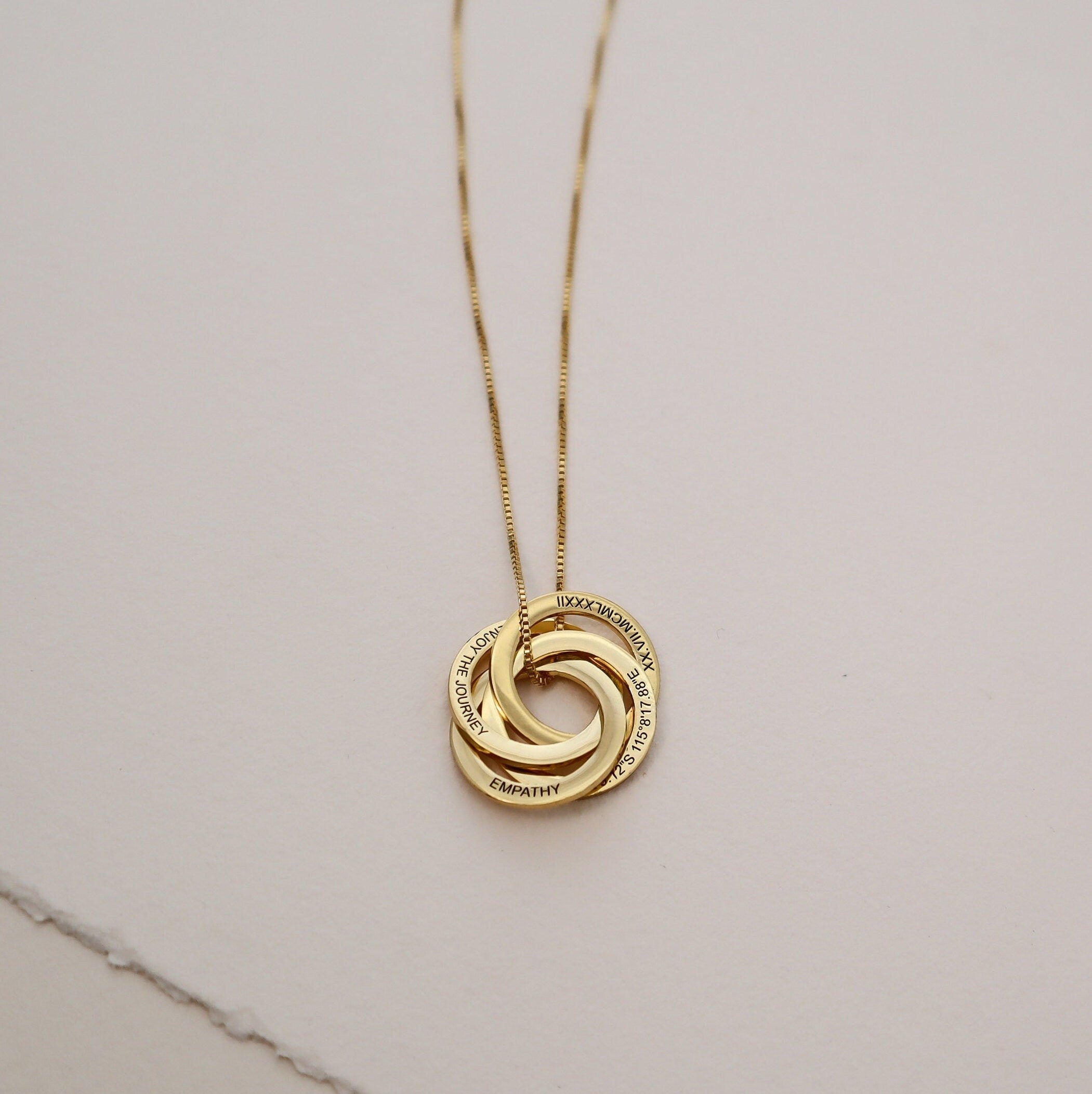 Linked Circle Russian Ring Necklace-Jewelry > Necklaces > Monogram & Name Necklaces-EcoPhilia