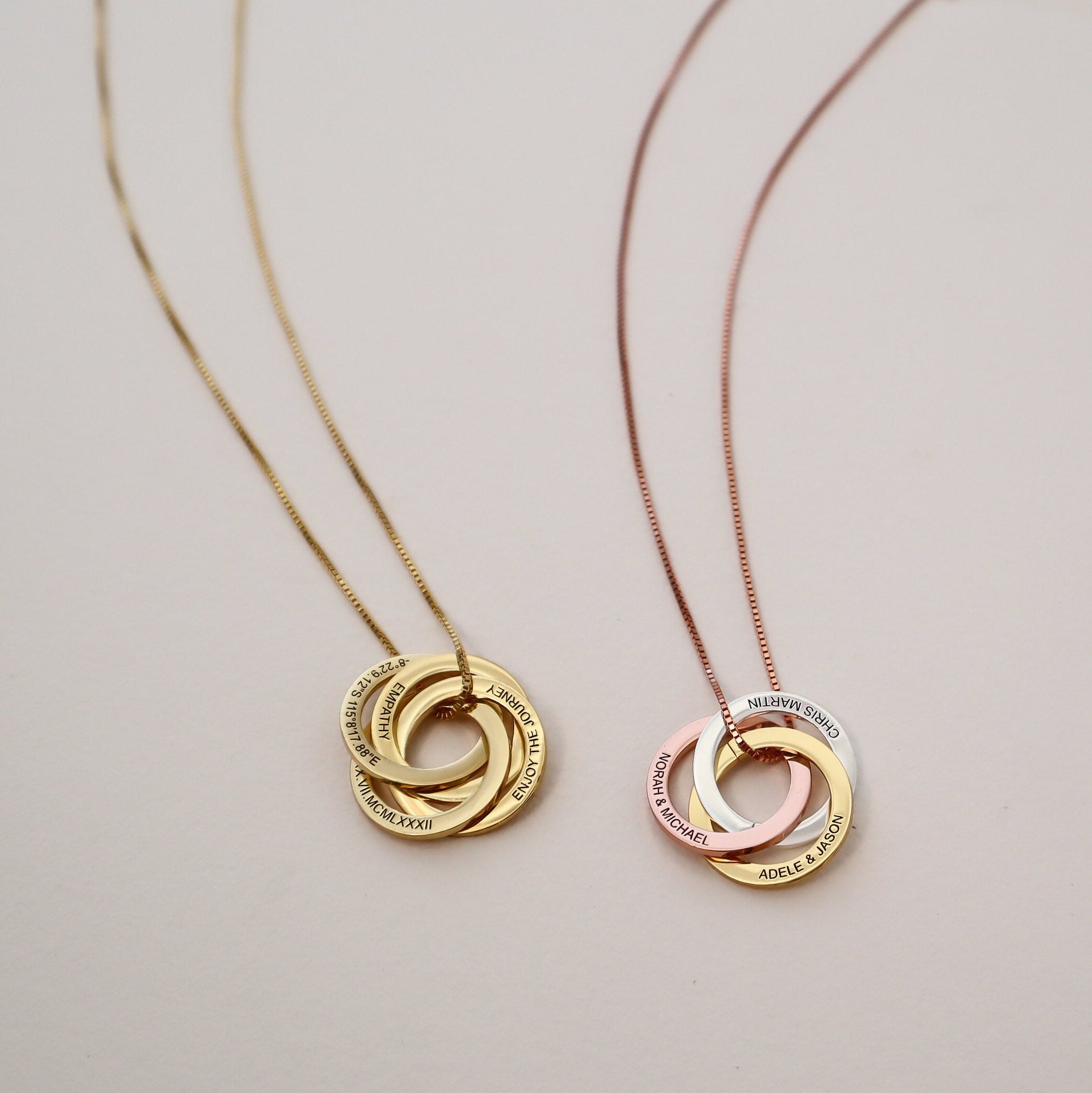 Linked Circle Russian Ring Necklace-Jewelry > Necklaces > Monogram & Name Necklaces-EcoPhilia