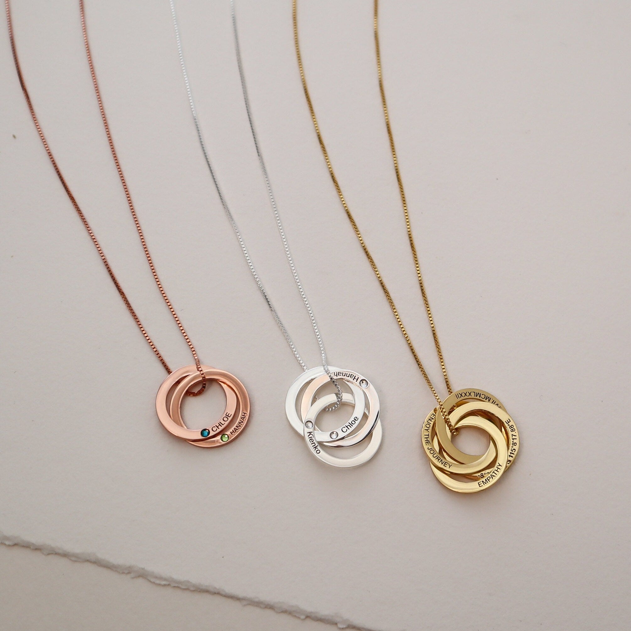 Linked Circle Russian Ring Necklace-Jewelry > Necklaces > Monogram & Name Necklaces-EcoPhilia