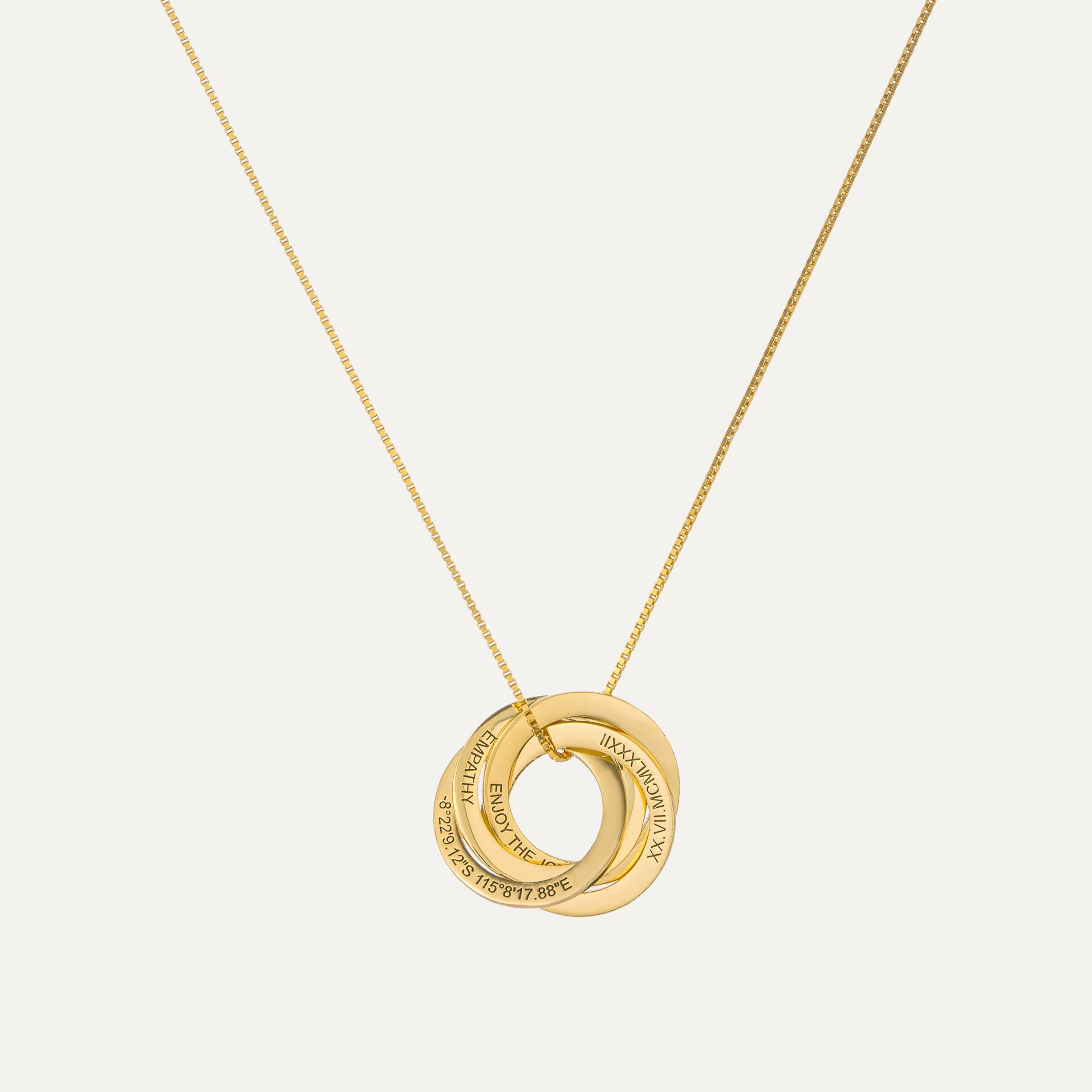 Linked Circle Russian Ring Necklace-Jewelry > Necklaces > Monogram & Name Necklaces-EcoPhilia