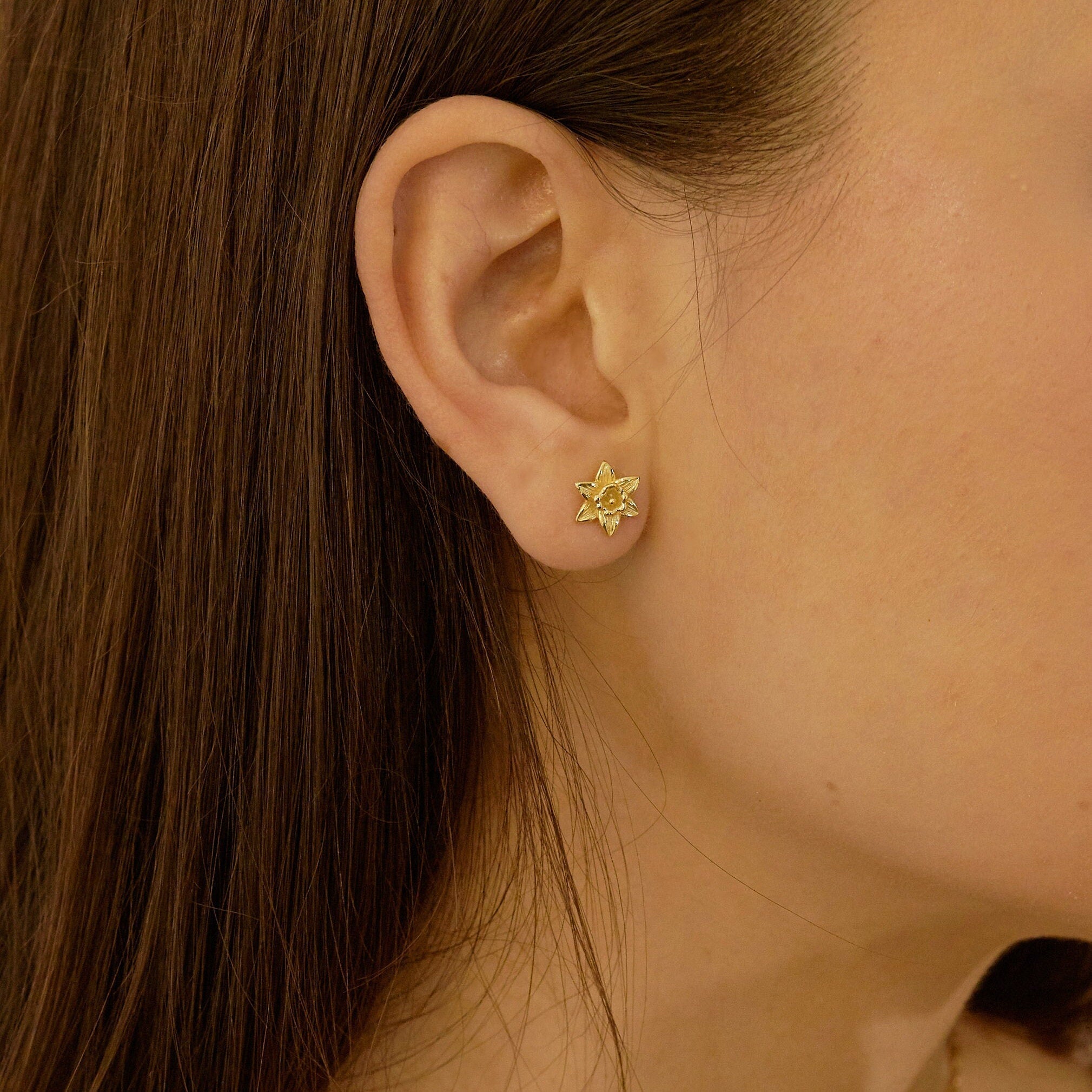 March Daffodil Birth Flower Earring-daffodil drop earrings-EcoPhilia