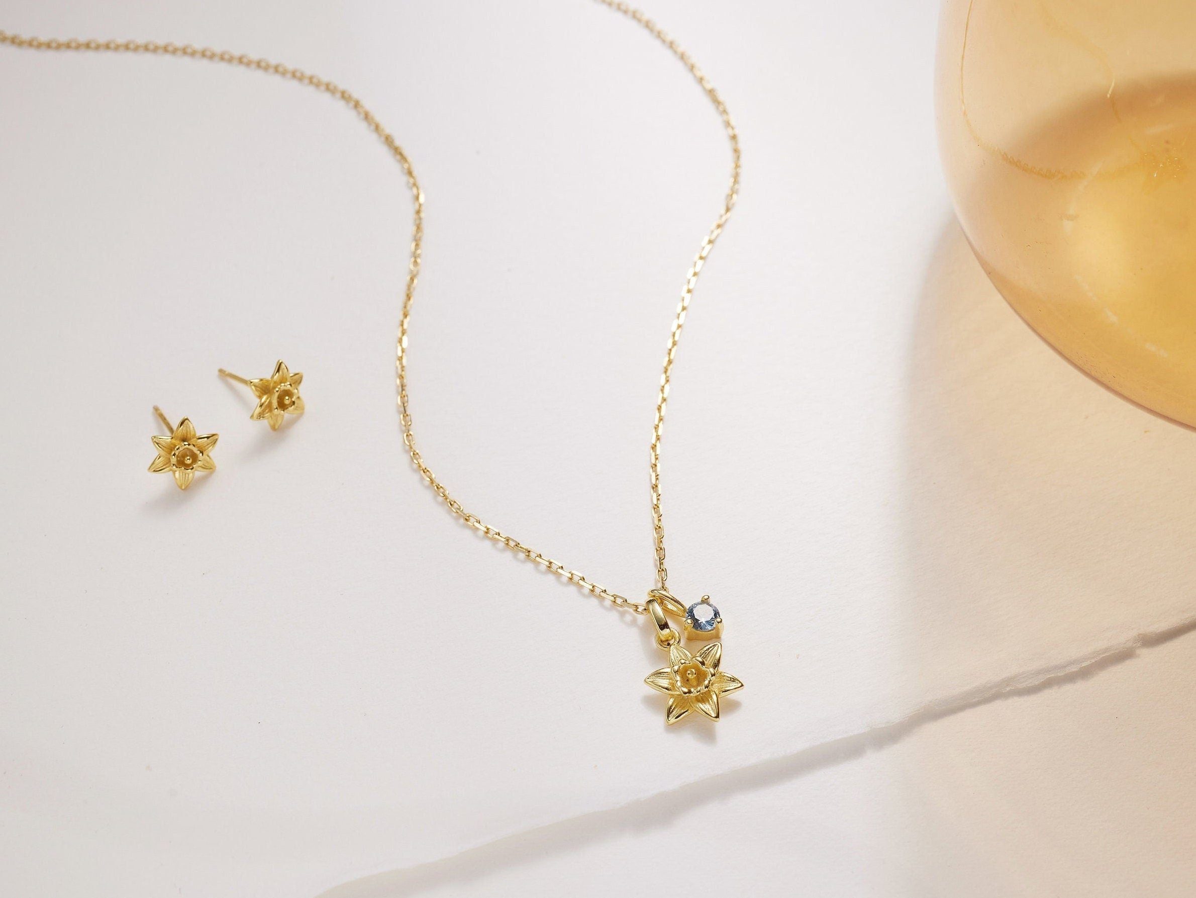 March Daffodil Birth Flower Necklace-daffodil pendant necklace-EcoPhilia