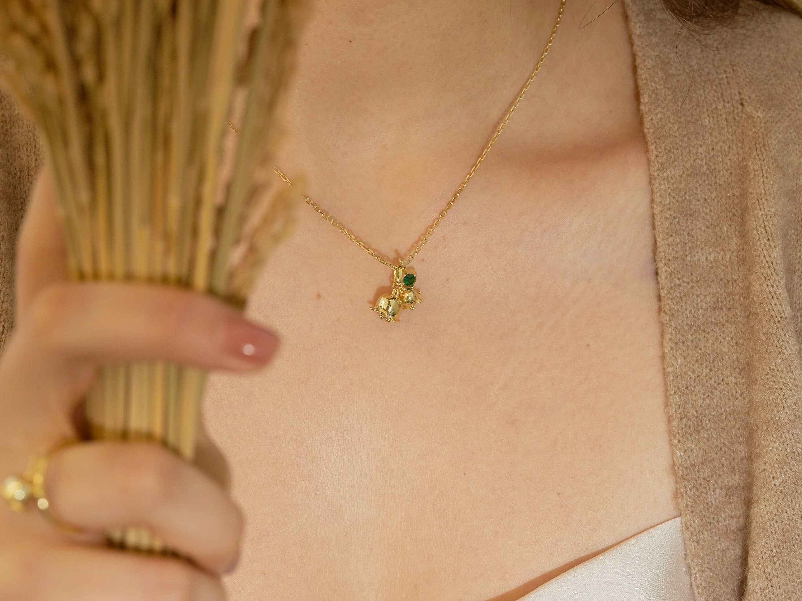 May Lily of the Valley Birth Flower Necklace-may birthday necklace-EcoPhilia