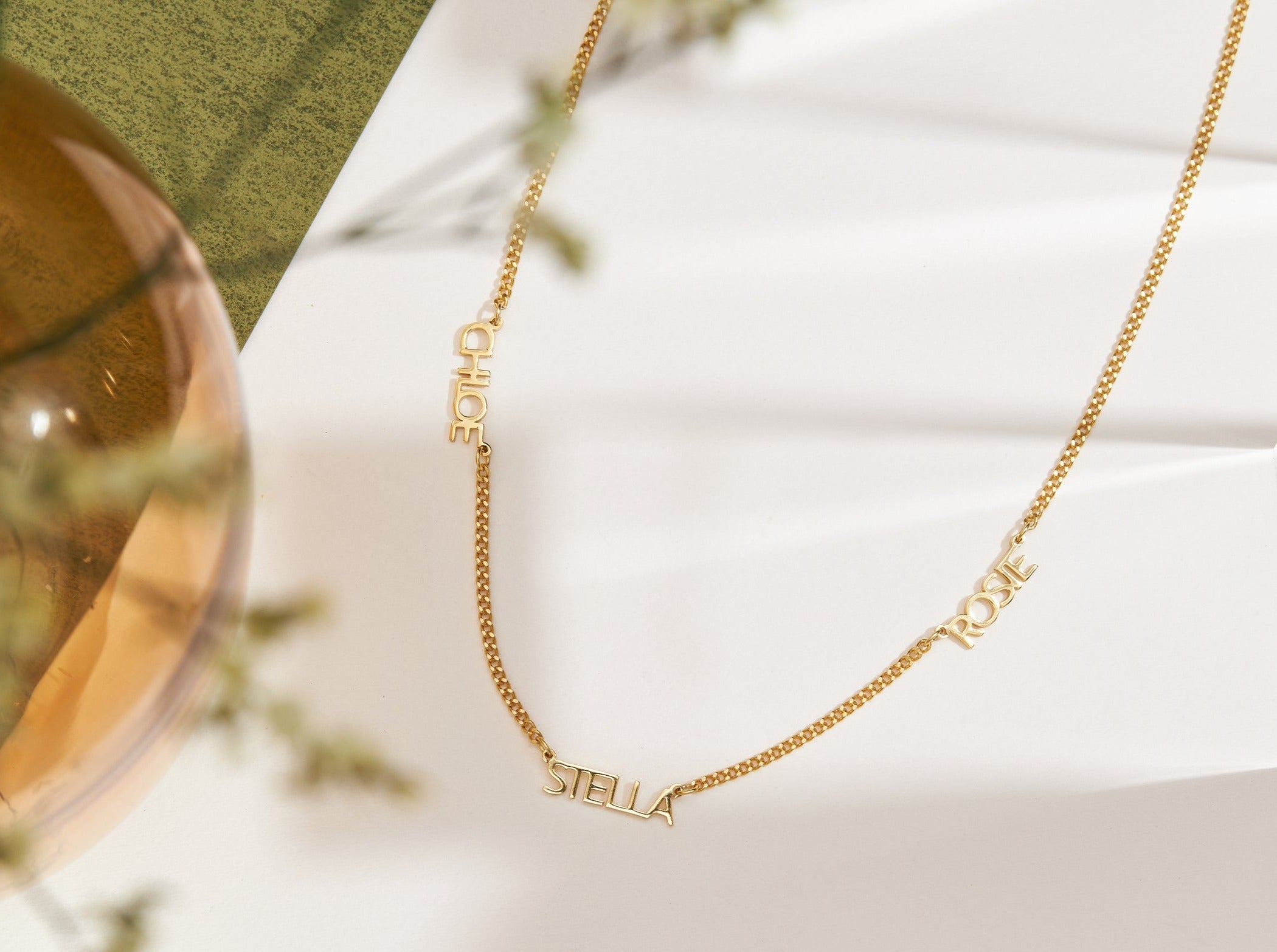 Minimalist Multi Name Necklace in Curb Chain-Jewelry > Necklaces > Monogram & Name Necklaces-EcoPhilia