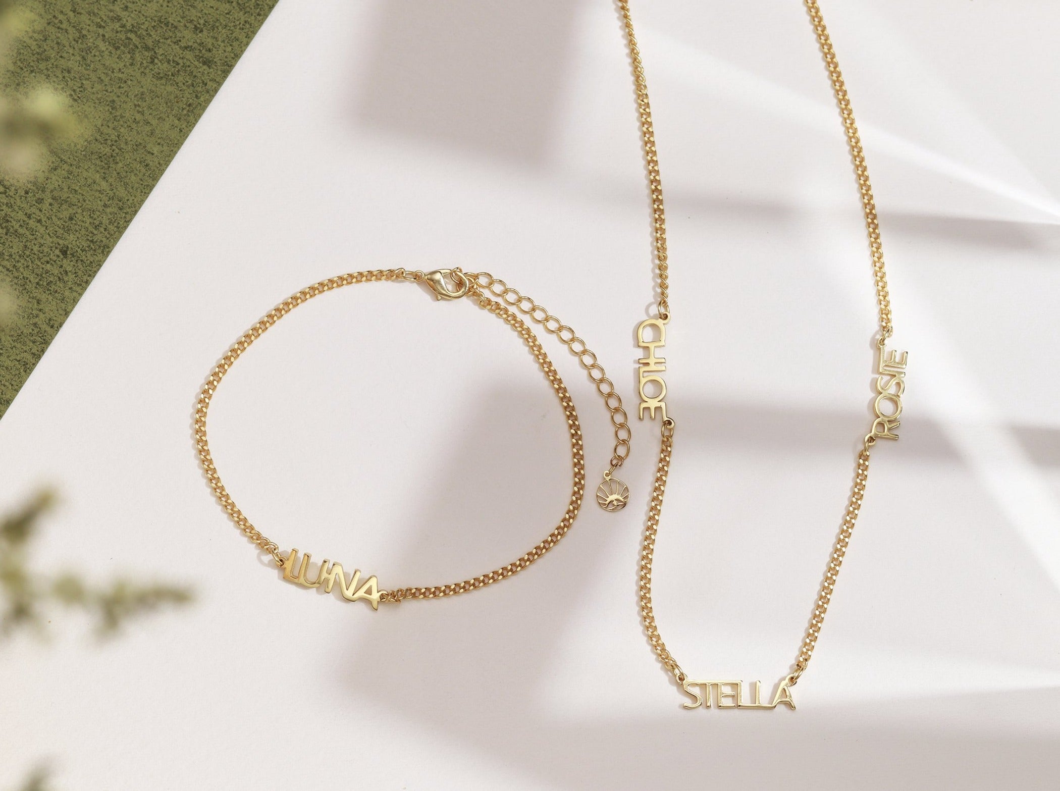 Minimalist Multi Name Necklace in Curb Chain-Jewelry > Necklaces > Monogram & Name Necklaces-EcoPhilia