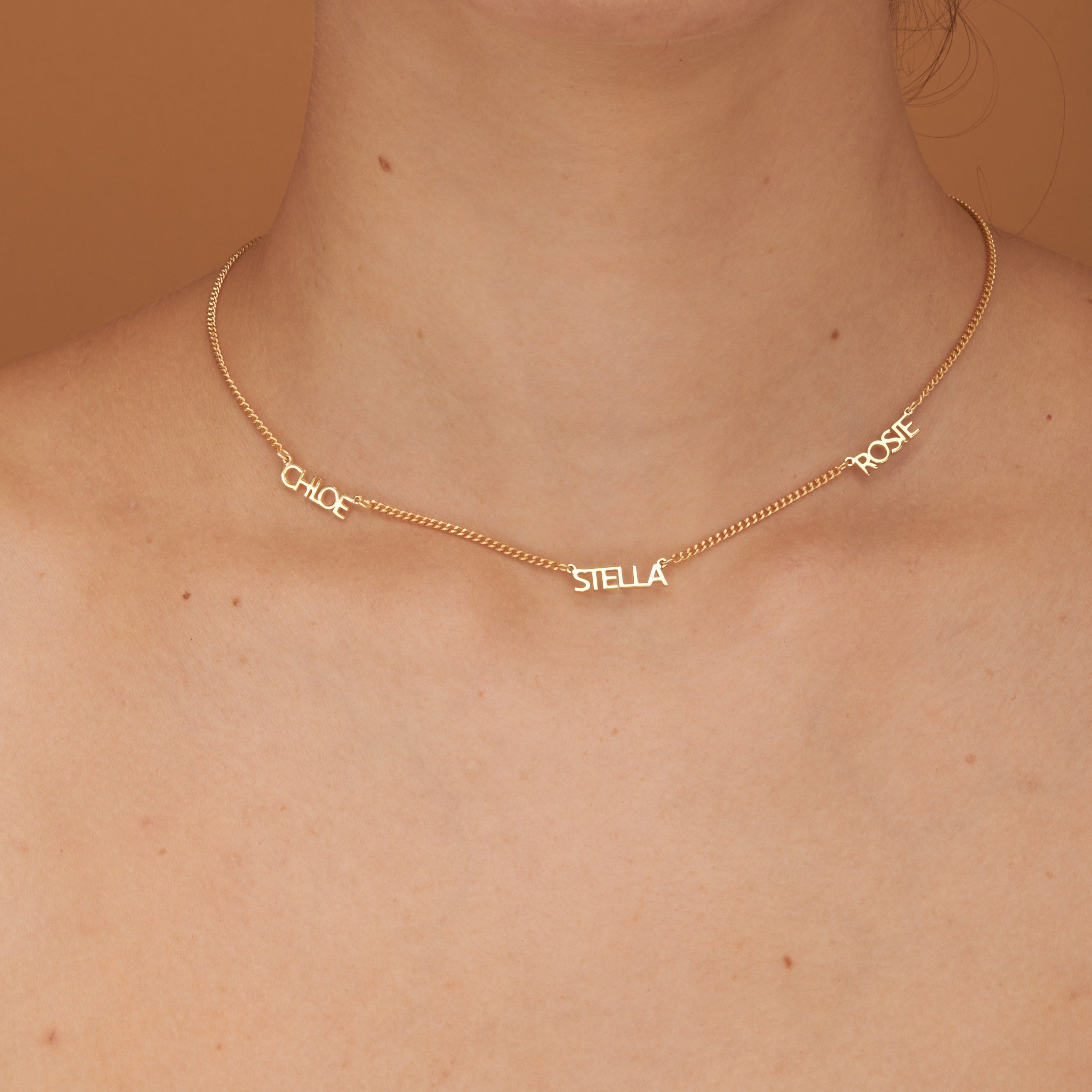 Minimalist Multi Name Necklace in Curb Chain-Jewelry > Necklaces > Monogram & Name Necklaces-EcoPhilia