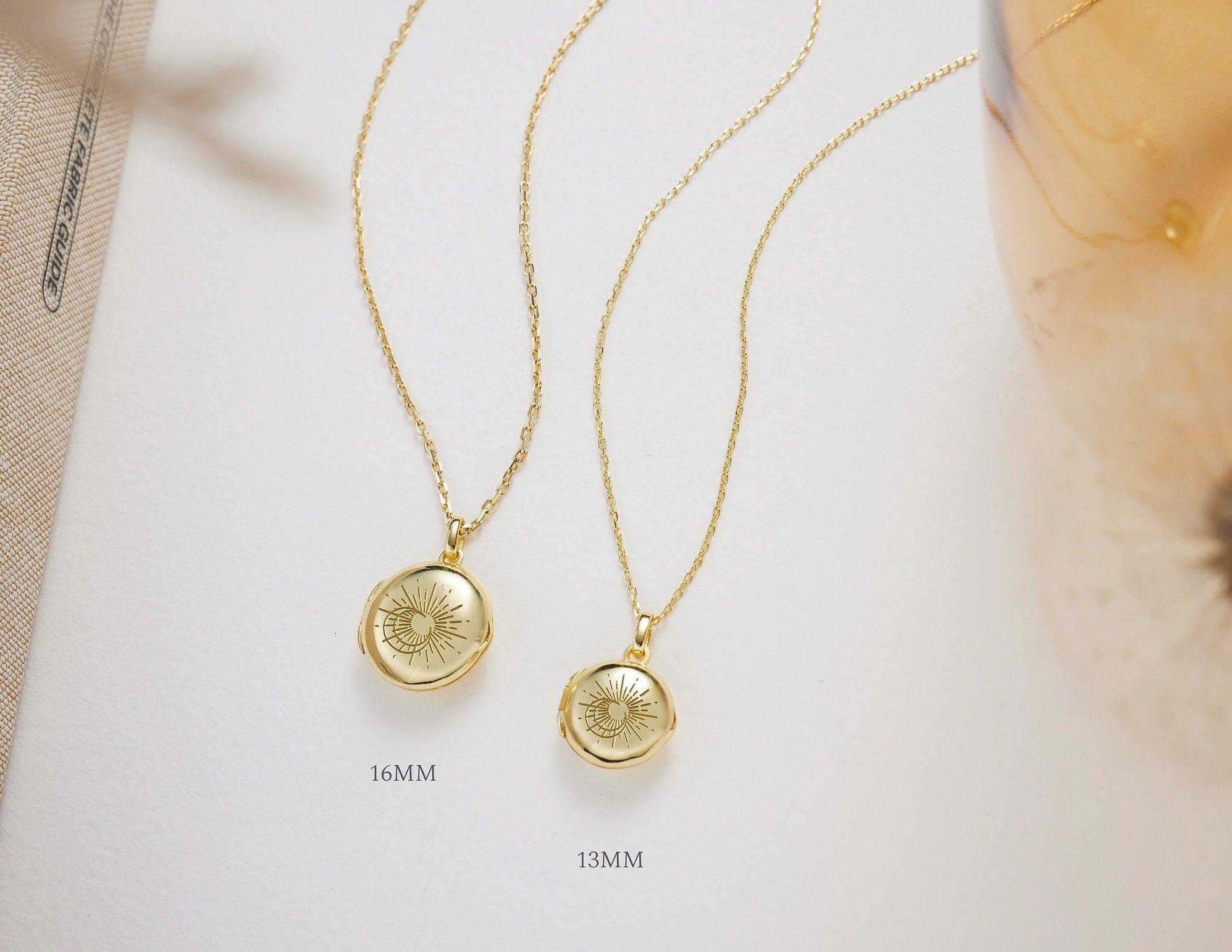 Moon Sun Locket Necklace-Moon Sun Locket Necklace-EcoPhilia