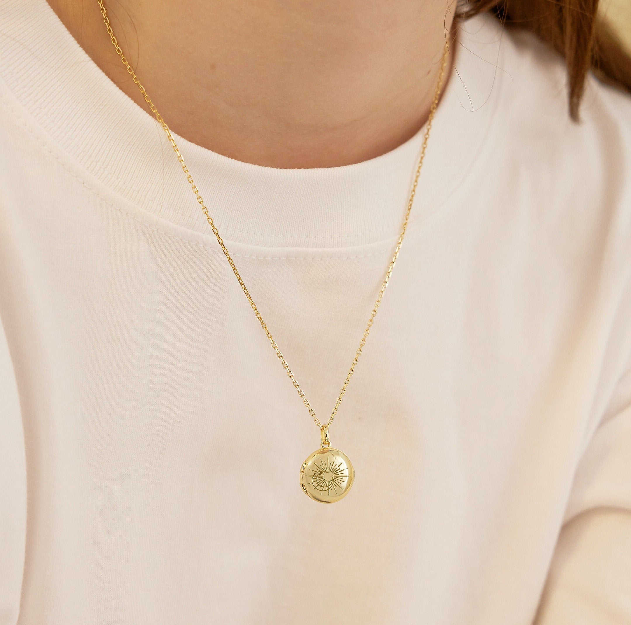 Moon Sun Locket Necklace-Moon Sun Locket Necklace-EcoPhilia