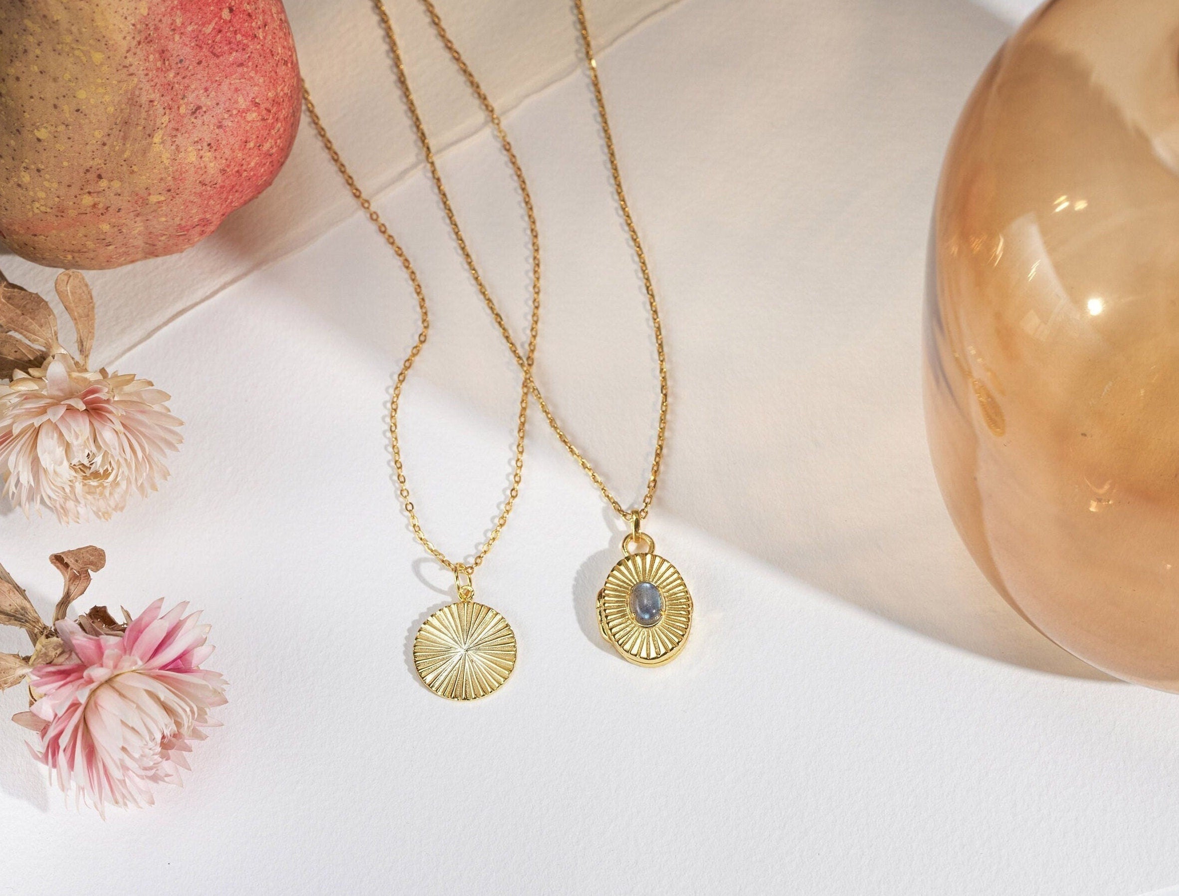 Moonstone locket Necklace-Moonstone locket Necklace-EcoPhilia