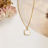 Mother of Pearl Locket Necklace-Jewelry > Necklaces > Lockets-EcoPhilia